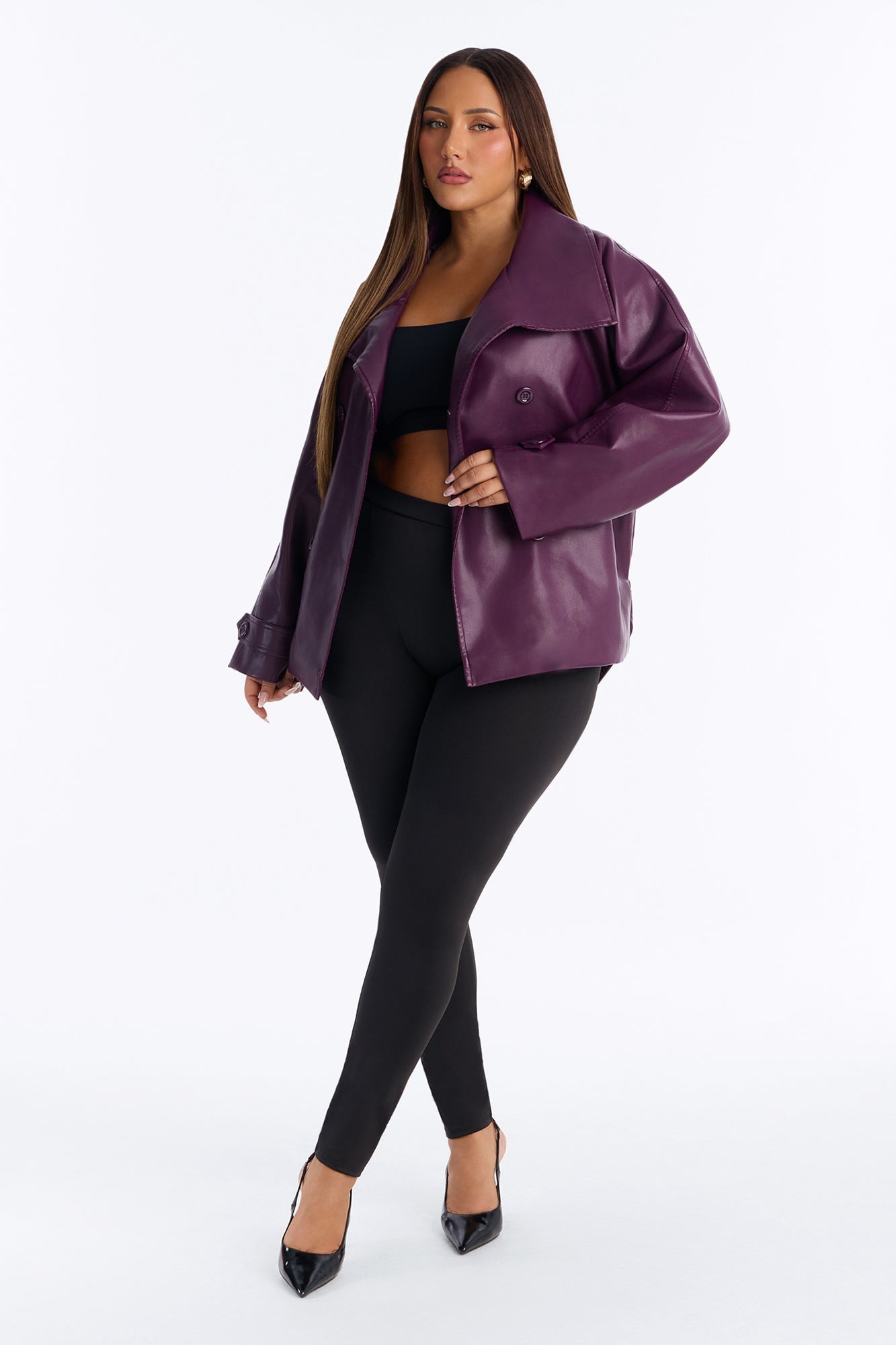 Stop and Stare V Contour Tricot Leggings - Black image 1