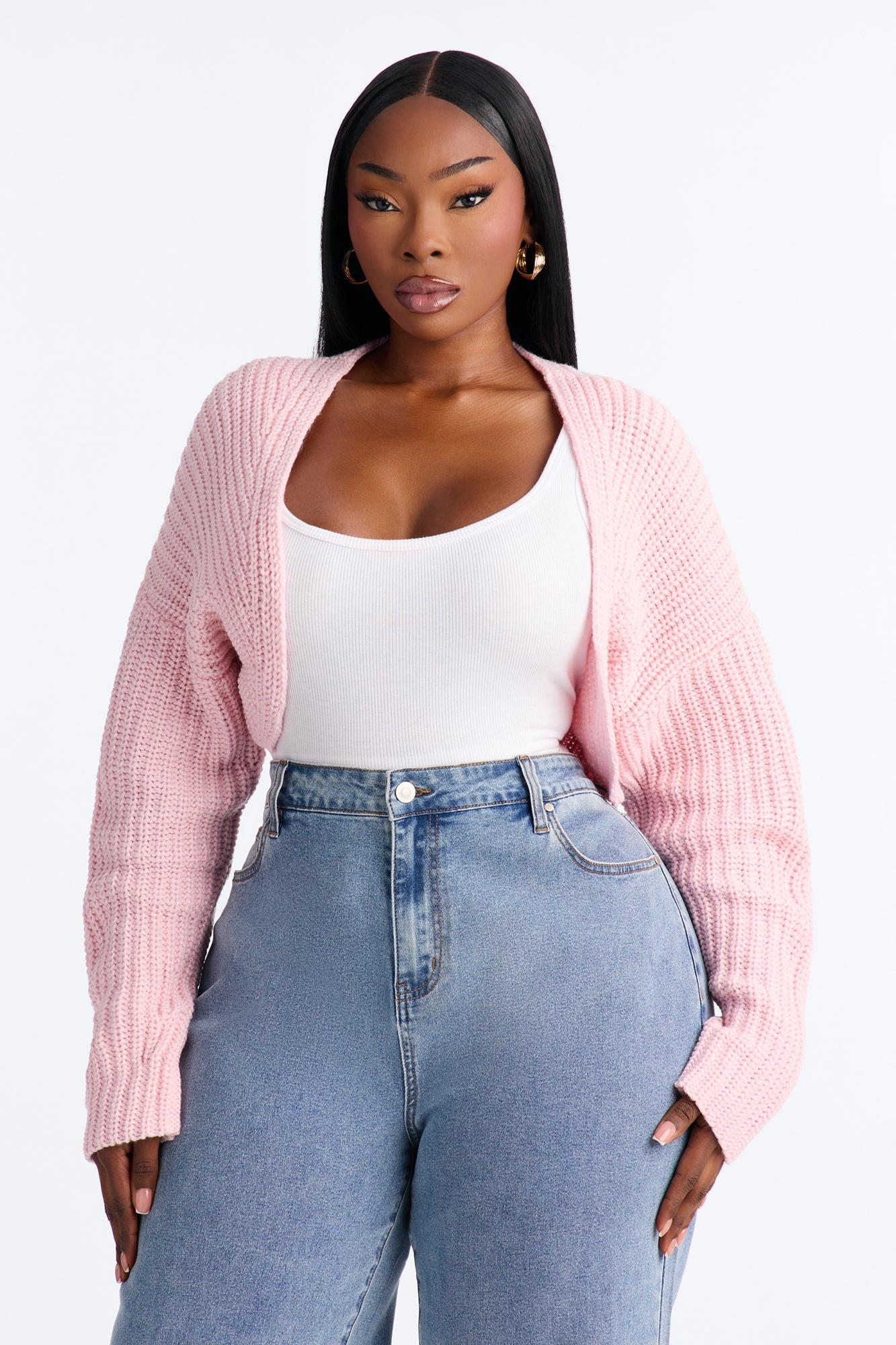 Cool Girl Mood Bolero Sweater - Light Pink image 1