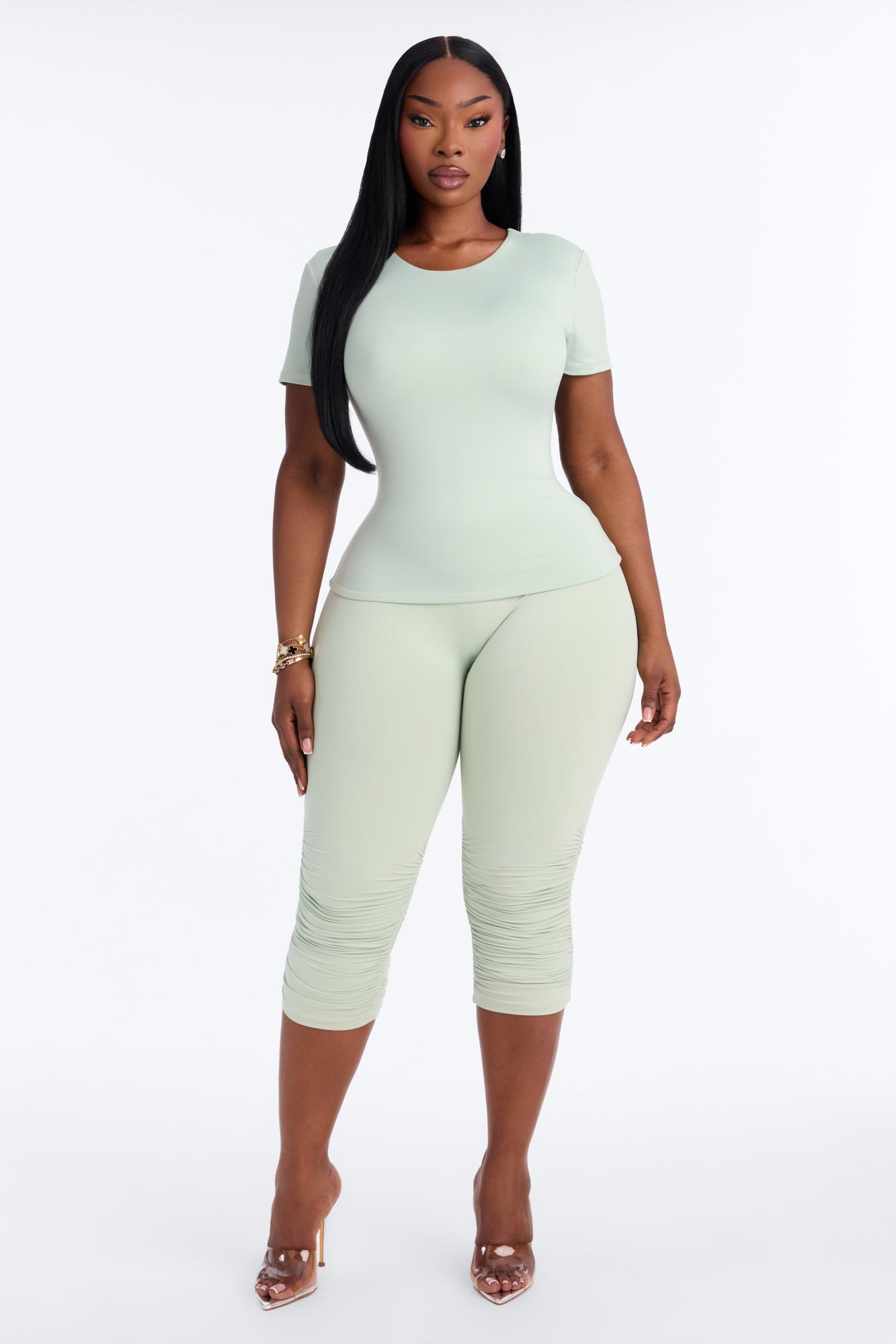 Contour Double Lined Short Sleeve Baby Tee - Mint alternate