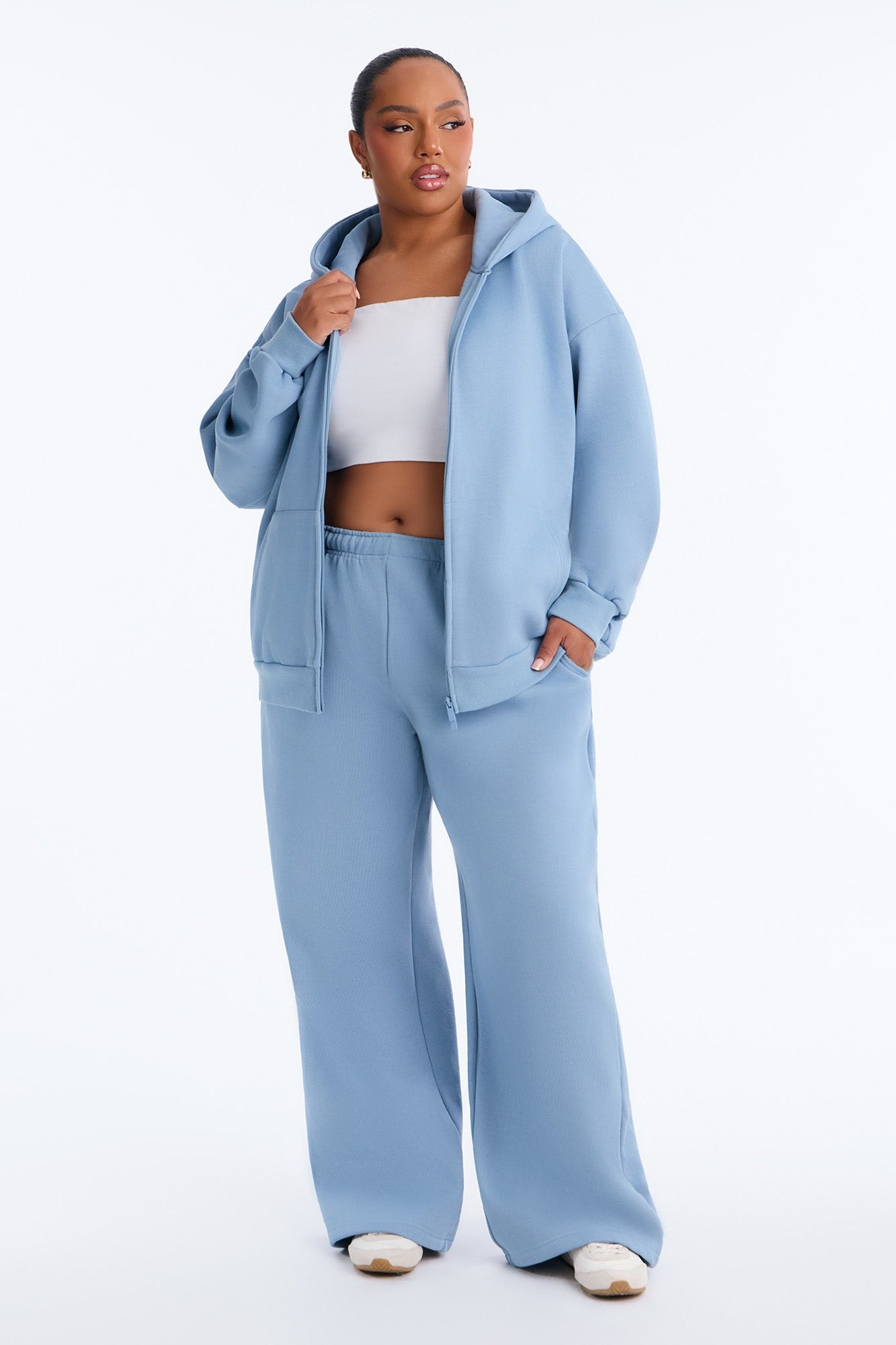 Libby Full Zip Hoodie Fleece Sweatshirt - Slate Blue alternate