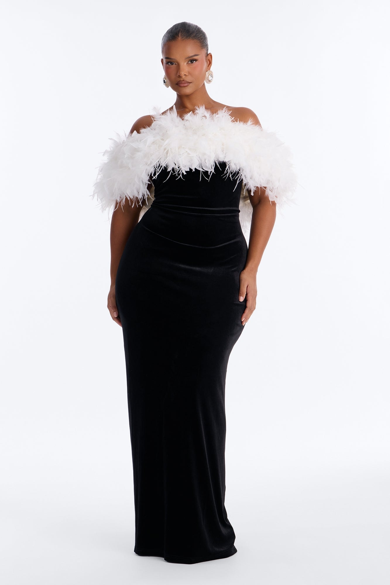 Delilah Feathered Gown - Black image 1
