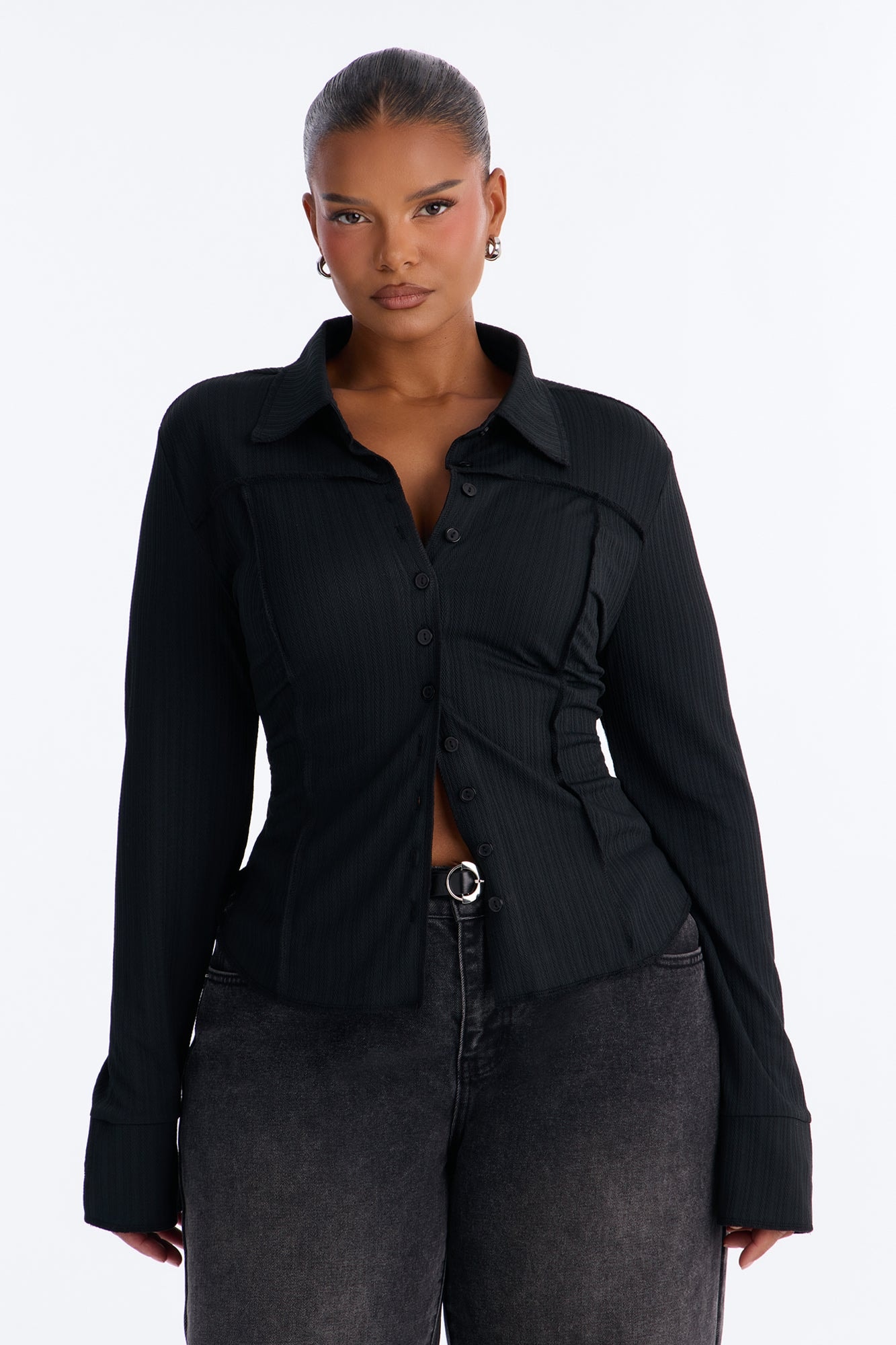 Catalina Island Button Up Top - Black image 1