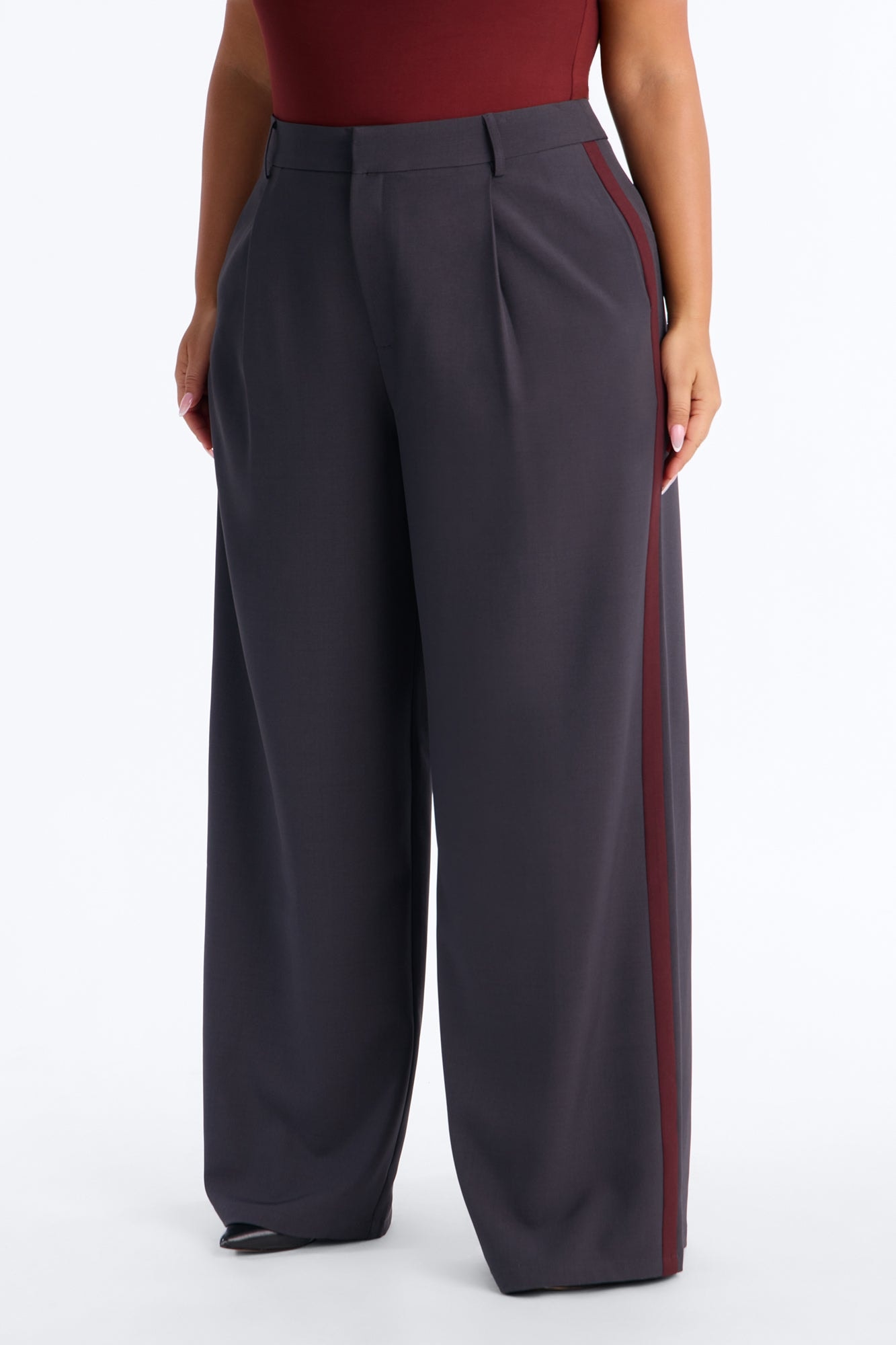 Dylan Wide Leg Trouser Pants - Charcoal image 1