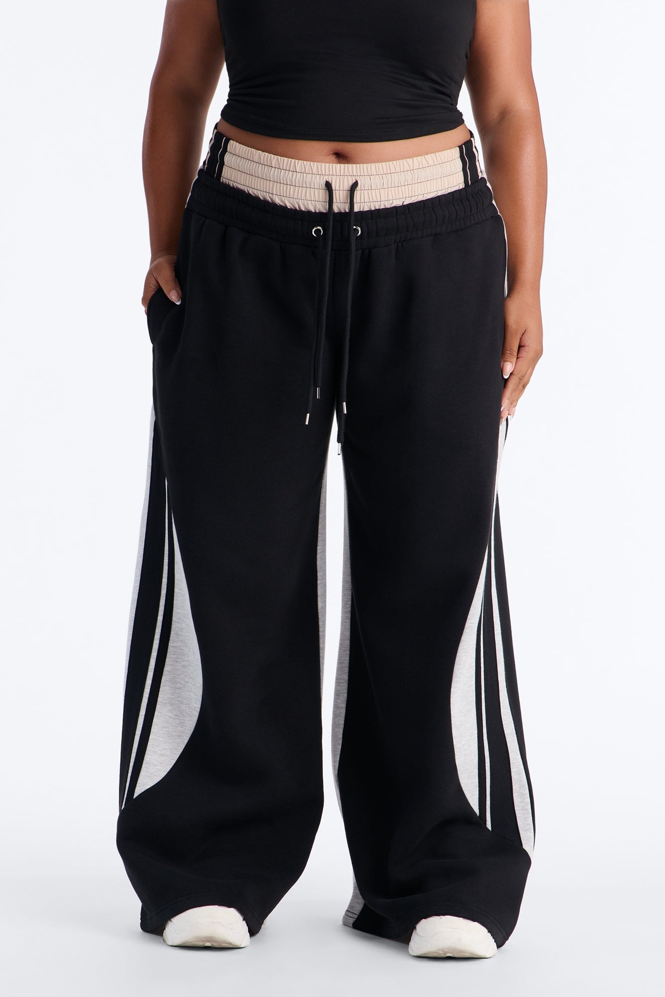 Amara Layered Fleece Lounge Pant - Black/Grey image 1
