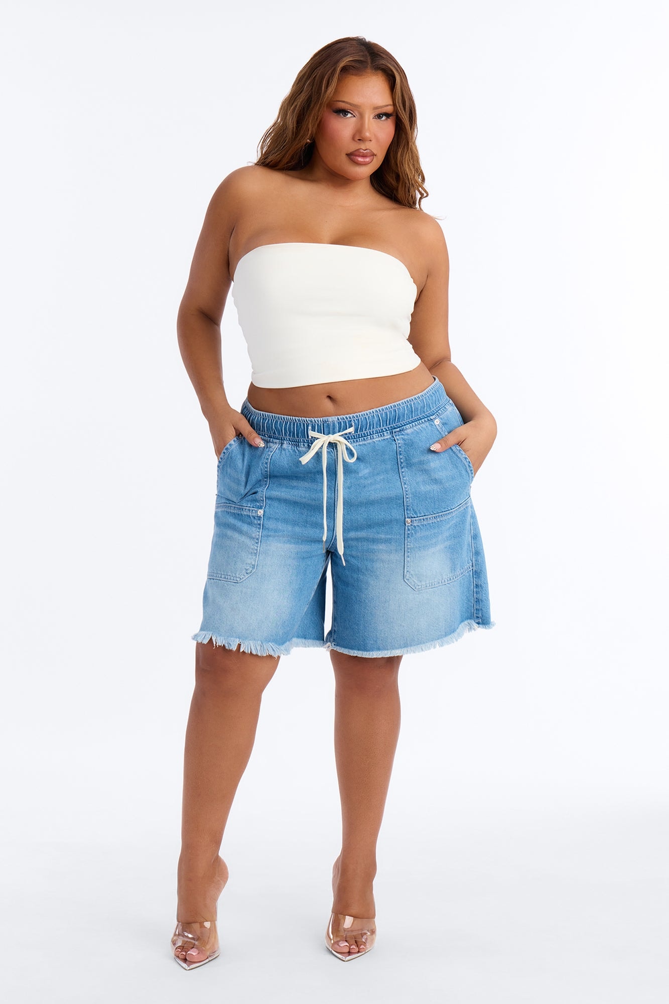 Outer Banks Pull On Denim Shorts - Medium Wash image 1