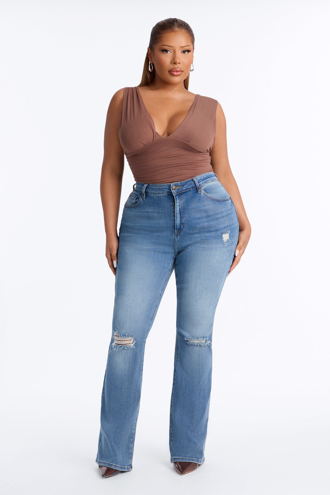 Attention Seeker Soft Stretch Flare Jeans - Medium Wash alternate