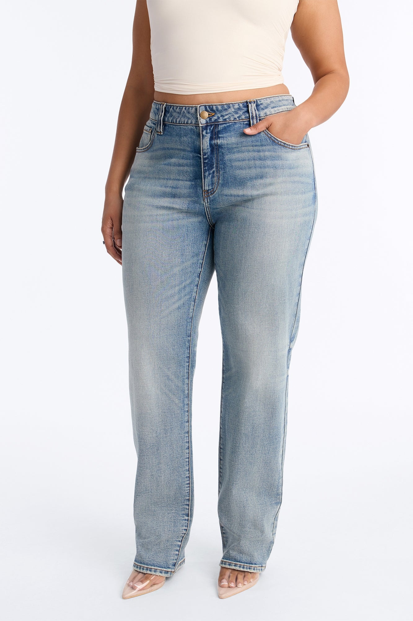 Atlanta Low Stretch Classic Straight Leg Jeans - Vintage Wash image 1