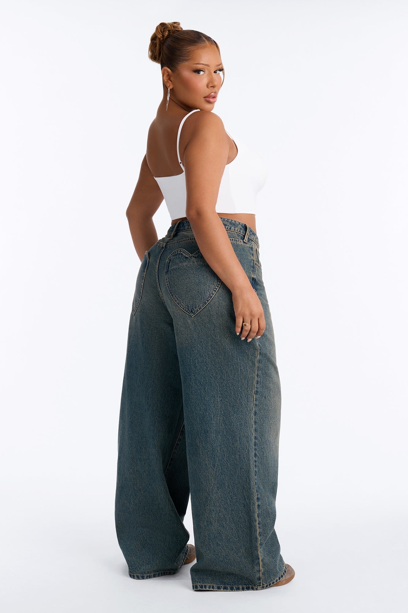 Match Made In Heaven Baggy Heart Jeans - Dark Wash image 1