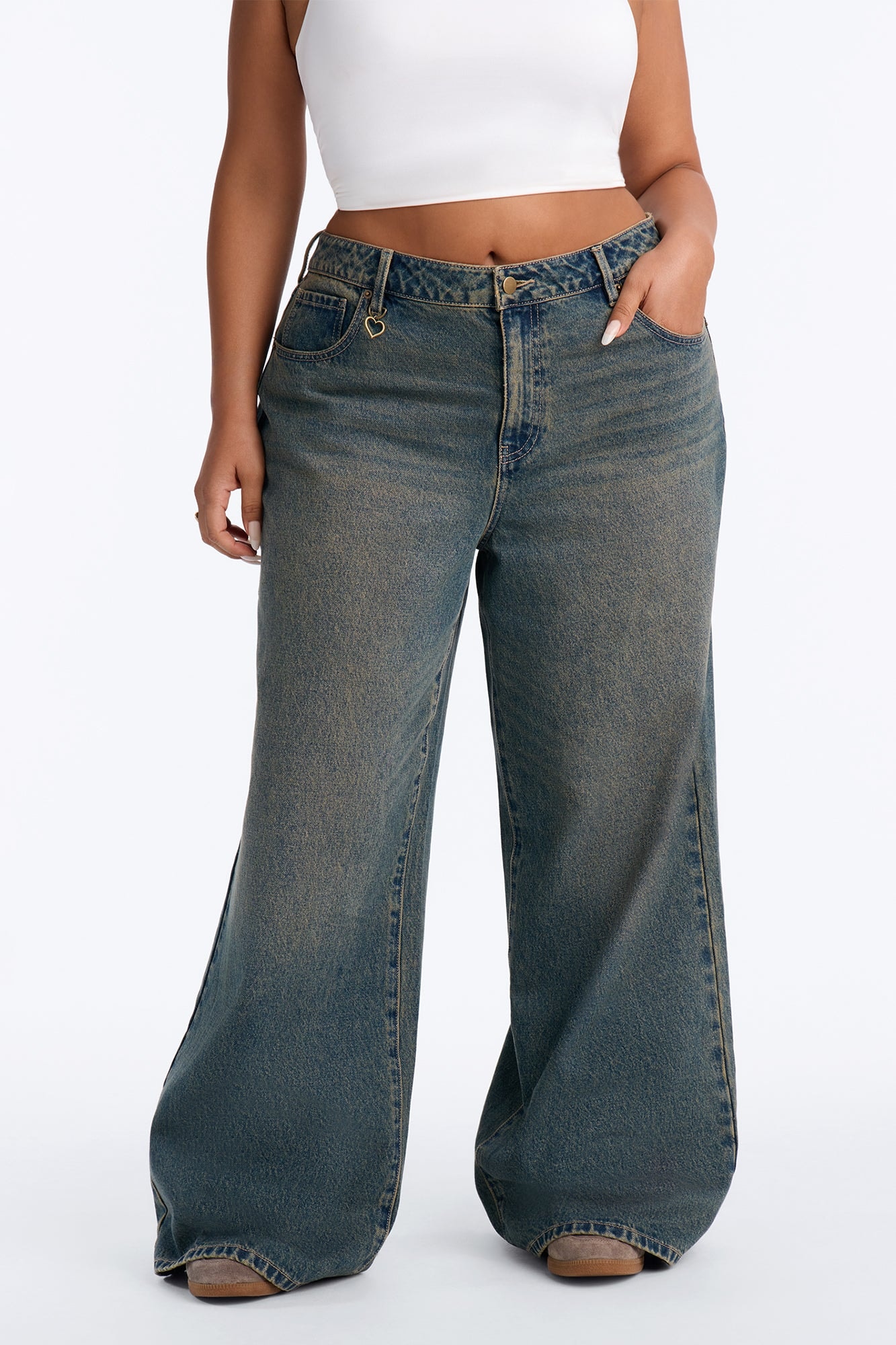 Match Made In Heaven Baggy Heart Jeans - Dark Wash alternate