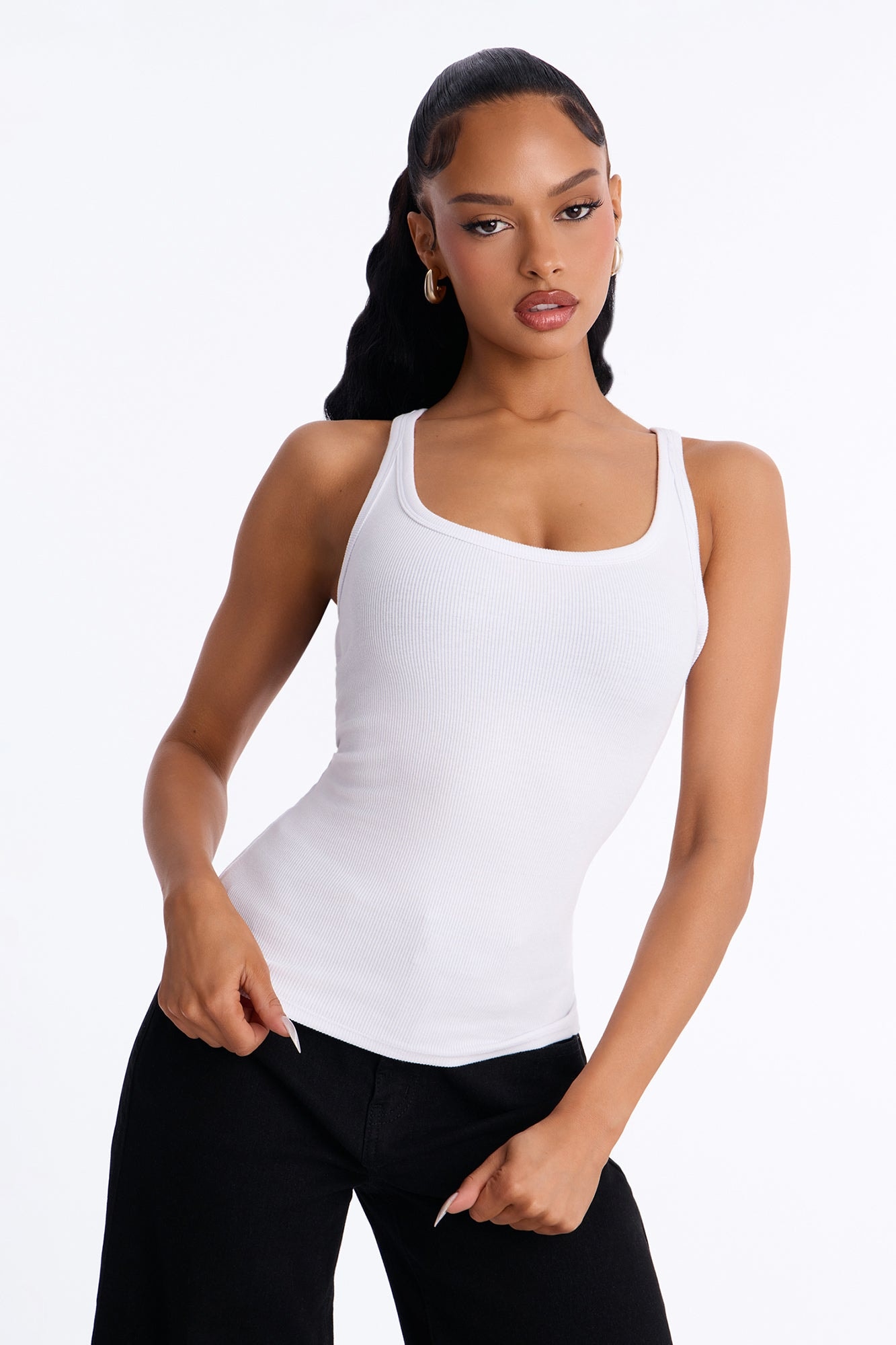 Classic Rib U Neck Tank - White image 1