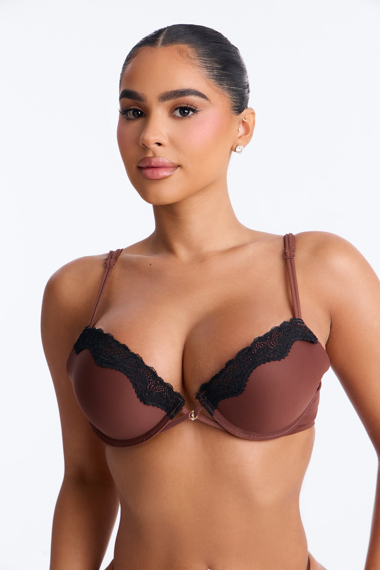 Dress Shiny Smooth Lightly Lined Plunge Demi Bra - Chocolate alternate