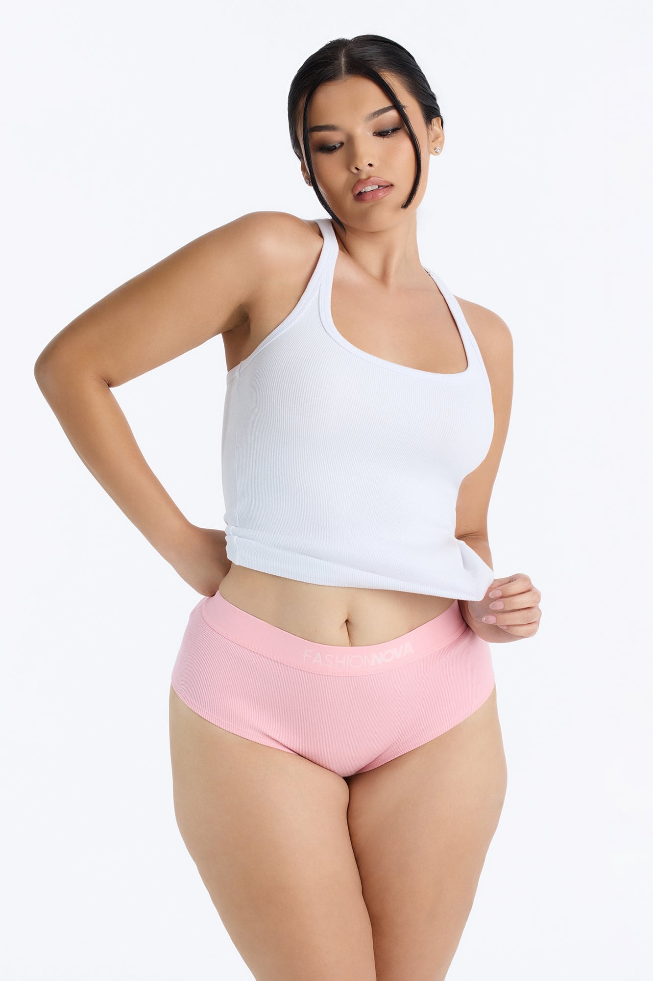 FN Mood Cotton Ribbed Full Coverage Hipster - Light Pink image 1