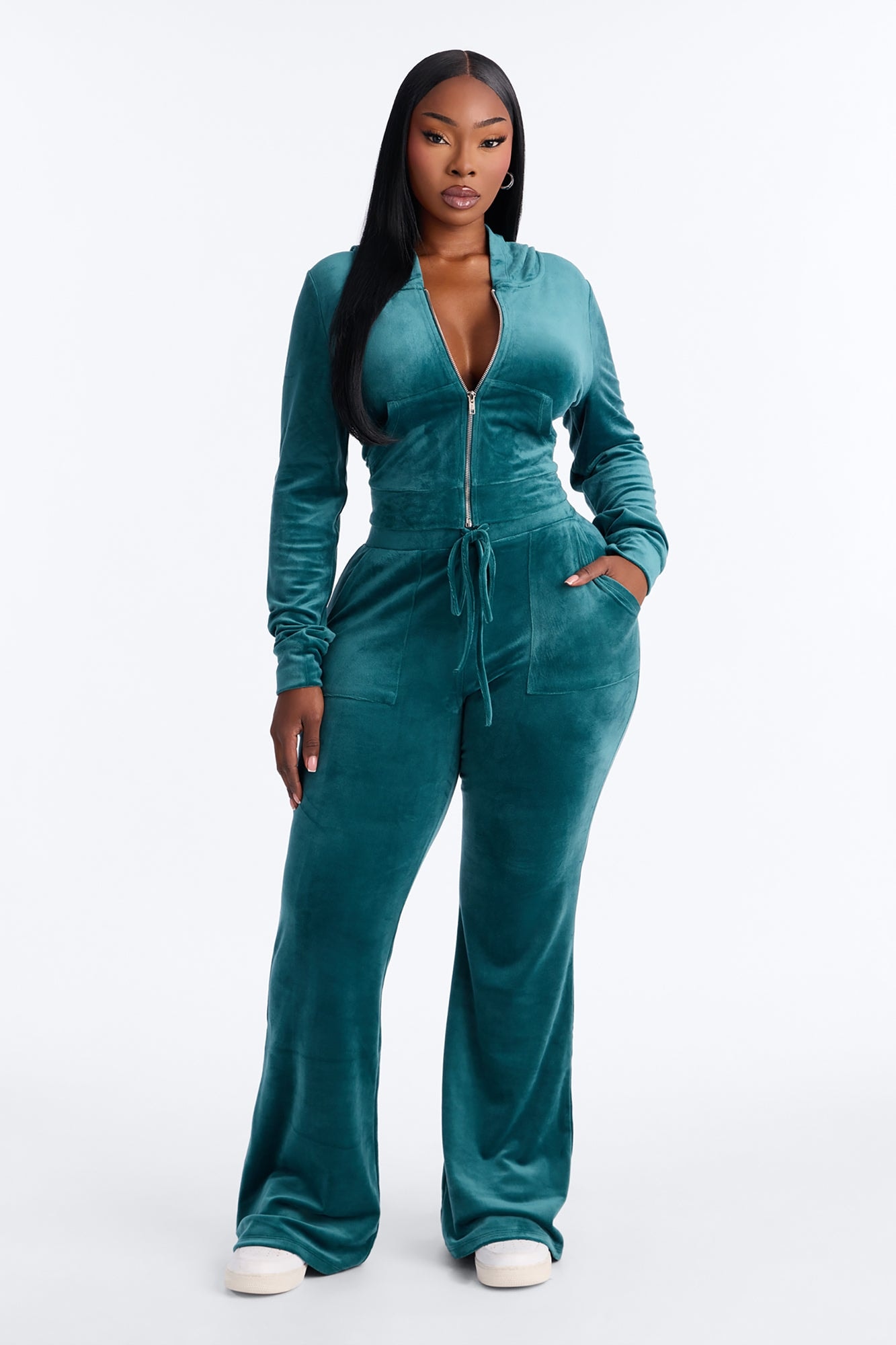 My Go To Velour Pant Set - Hunter image 1