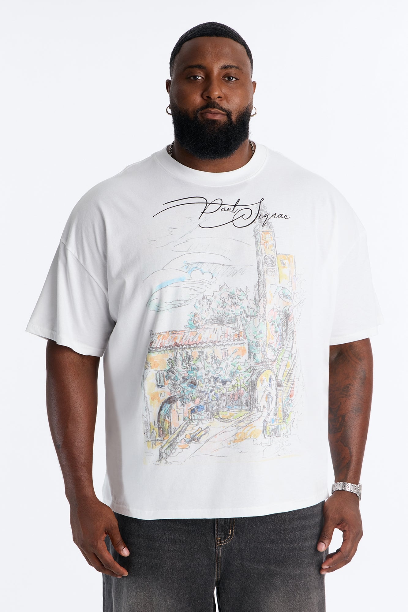 Paul Signac Landscape Sketch Short Sleeve Tee - White image 1