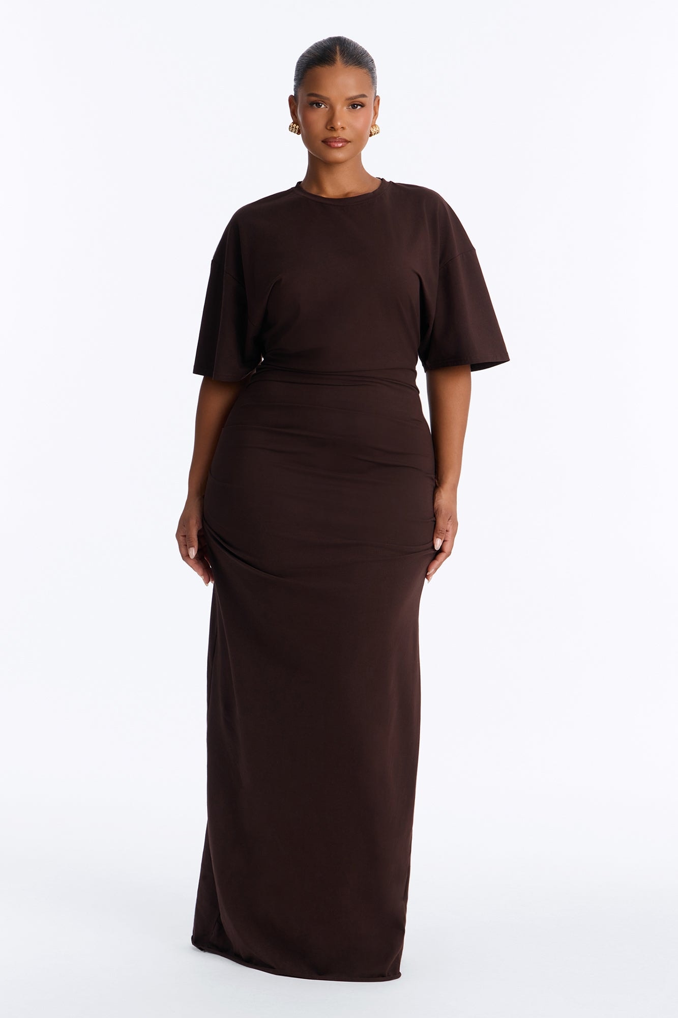 Kensley Short Sleeve Maxi Dress - Chocolate image 1