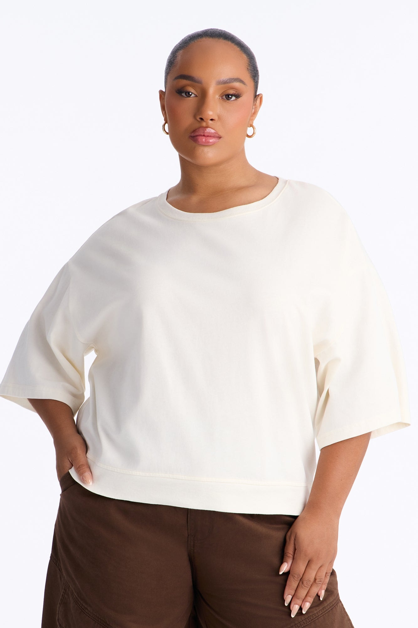 Jade Oversized Short Sleeve T-Shirt - White image 1