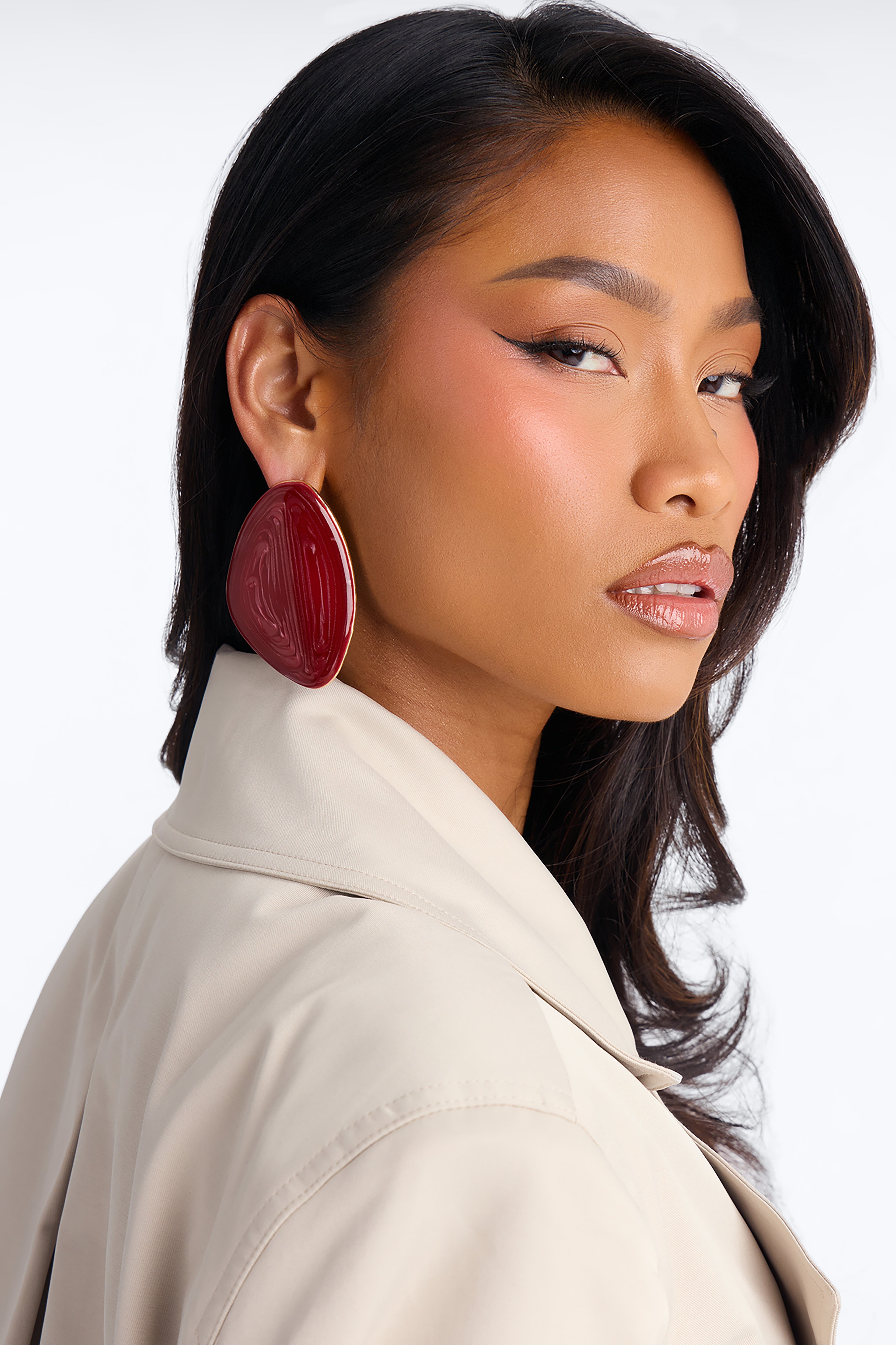 Gem Drop Earrings - Burgundy image 1