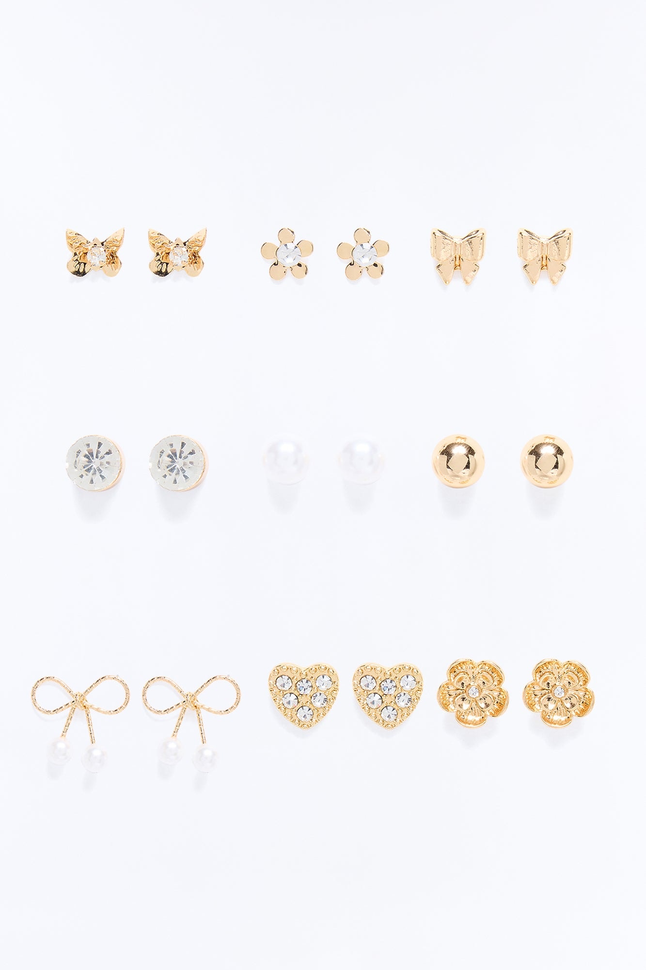 Sugar Charm 9 Pair Multi Earring Set - Gold image 1