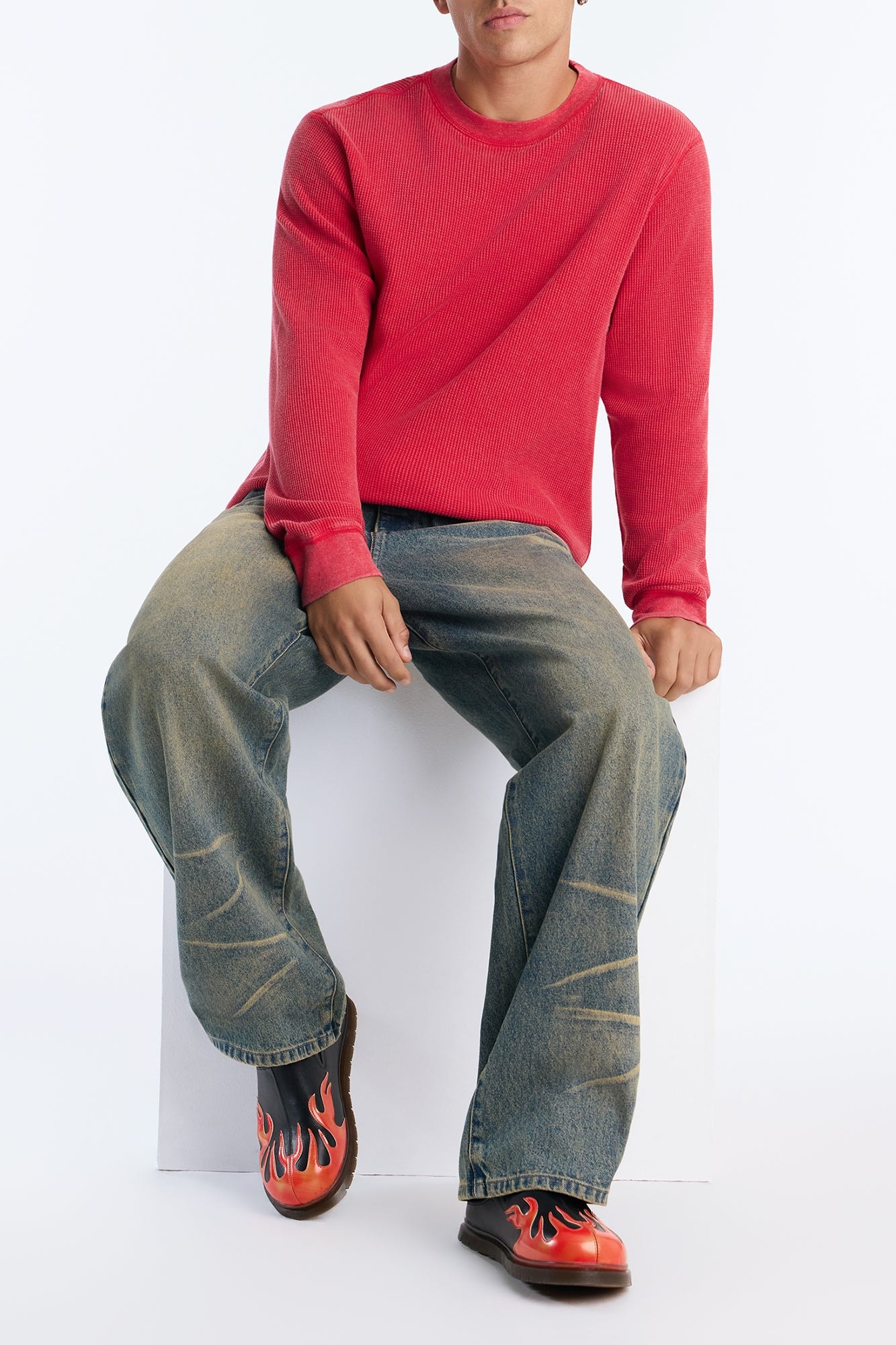 Inferno Flame Detail Slip On Mule - Black/Red alternate
