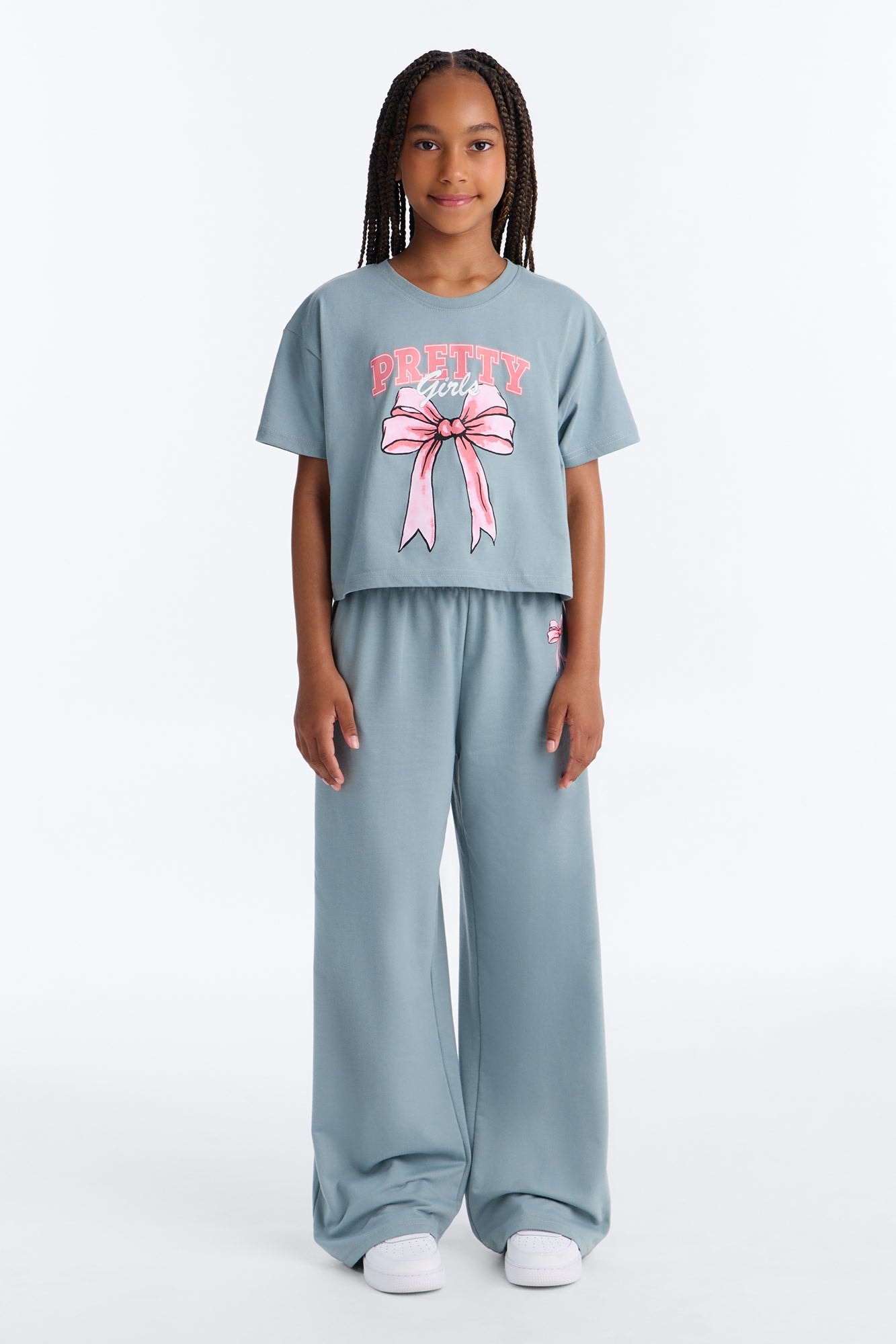 Mini Too Pretty Wide Leg Pant Set - Grey image 1
