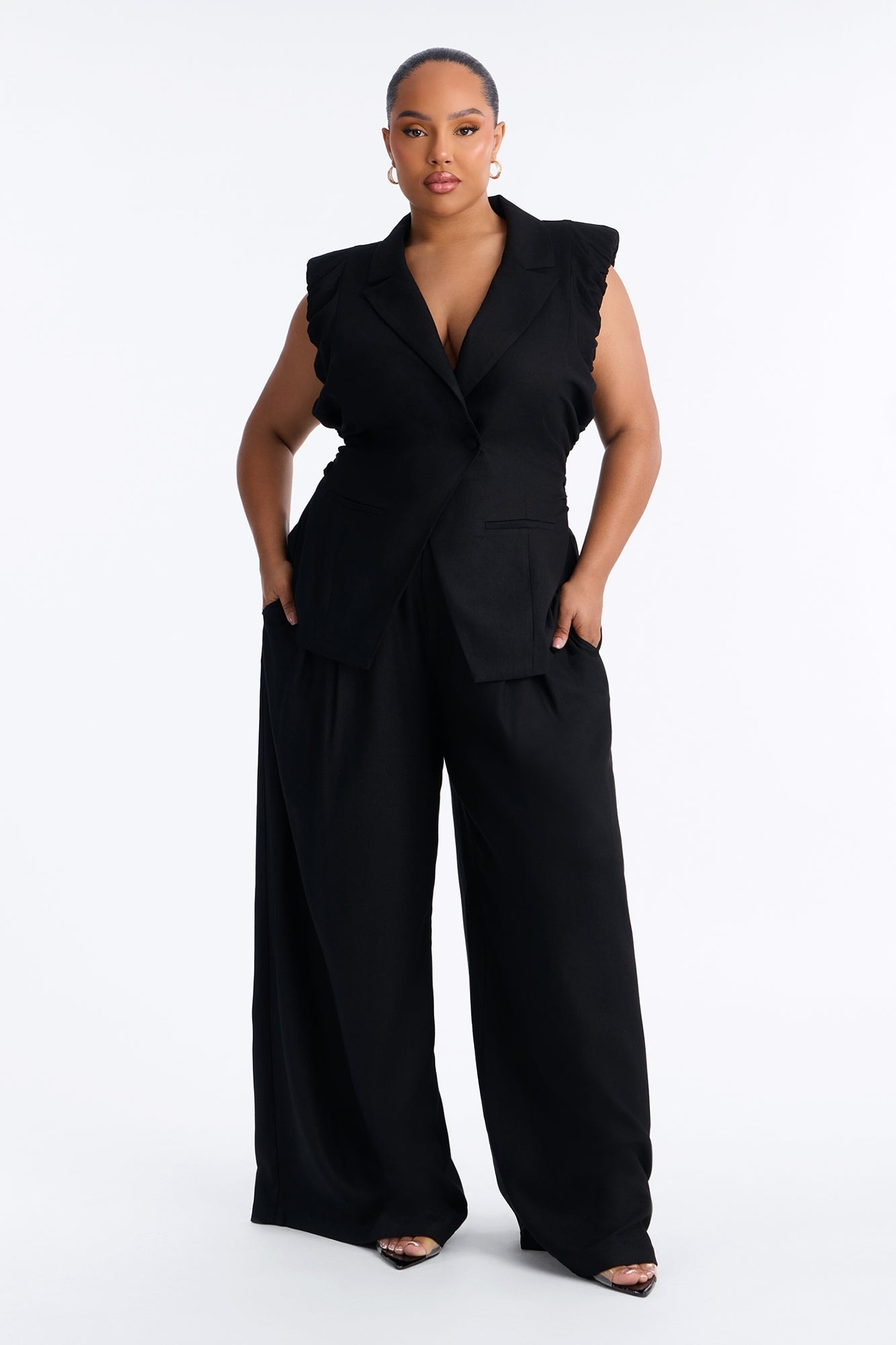 Nhulla Wide Leg Linen Trouser Pant - Black image 1