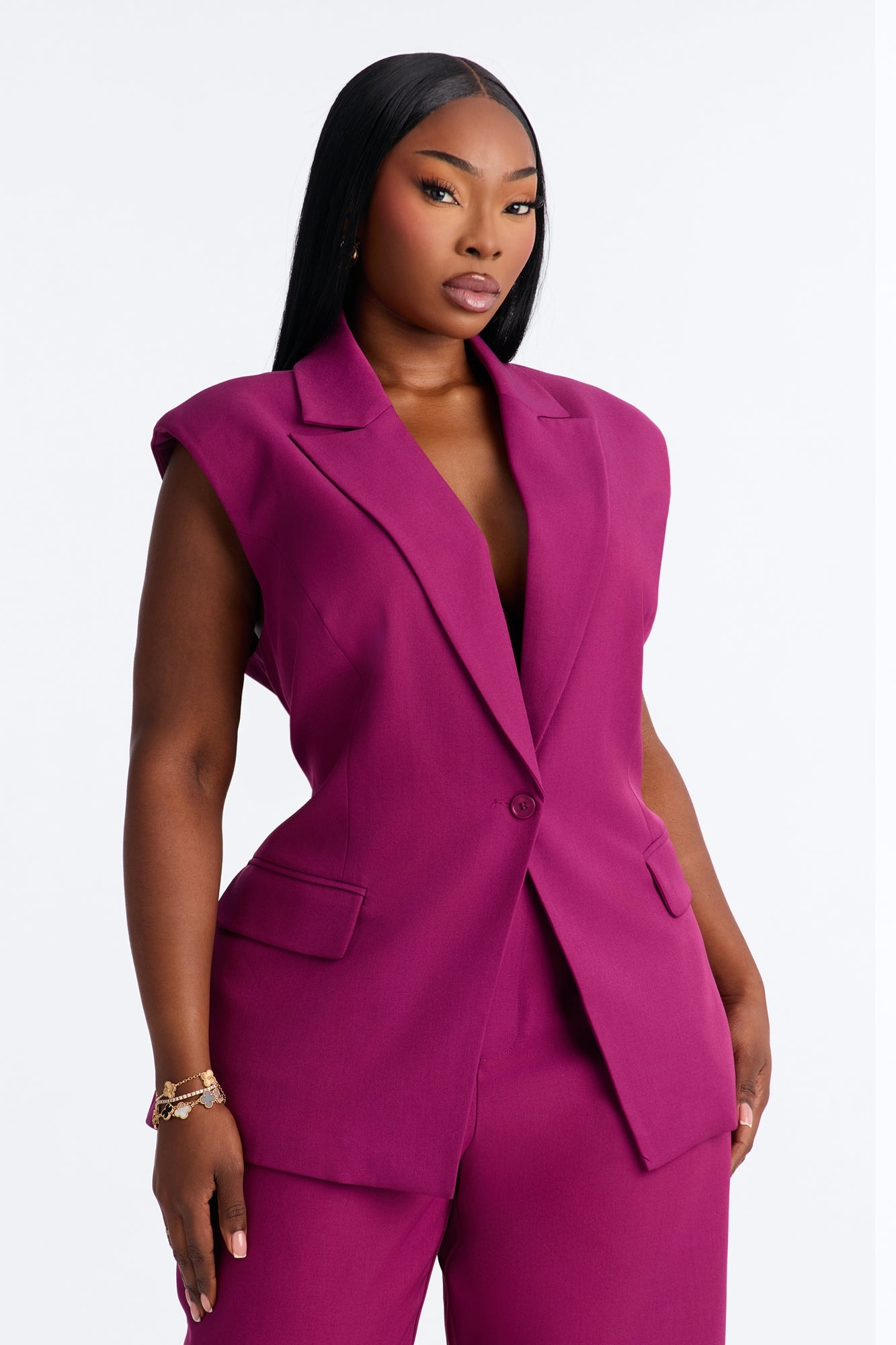 Paloma Twill Vest - Raspberry image 1