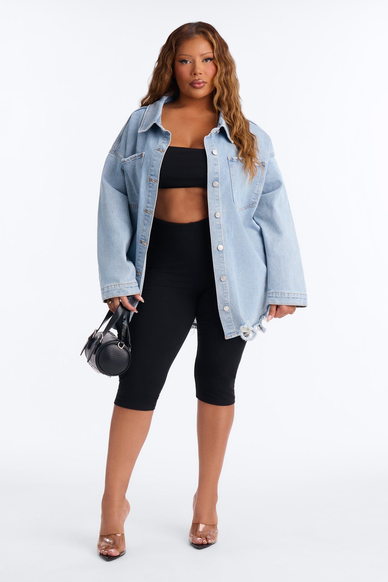 Had Me At Hello Denim Shacket - Light Wash image 1