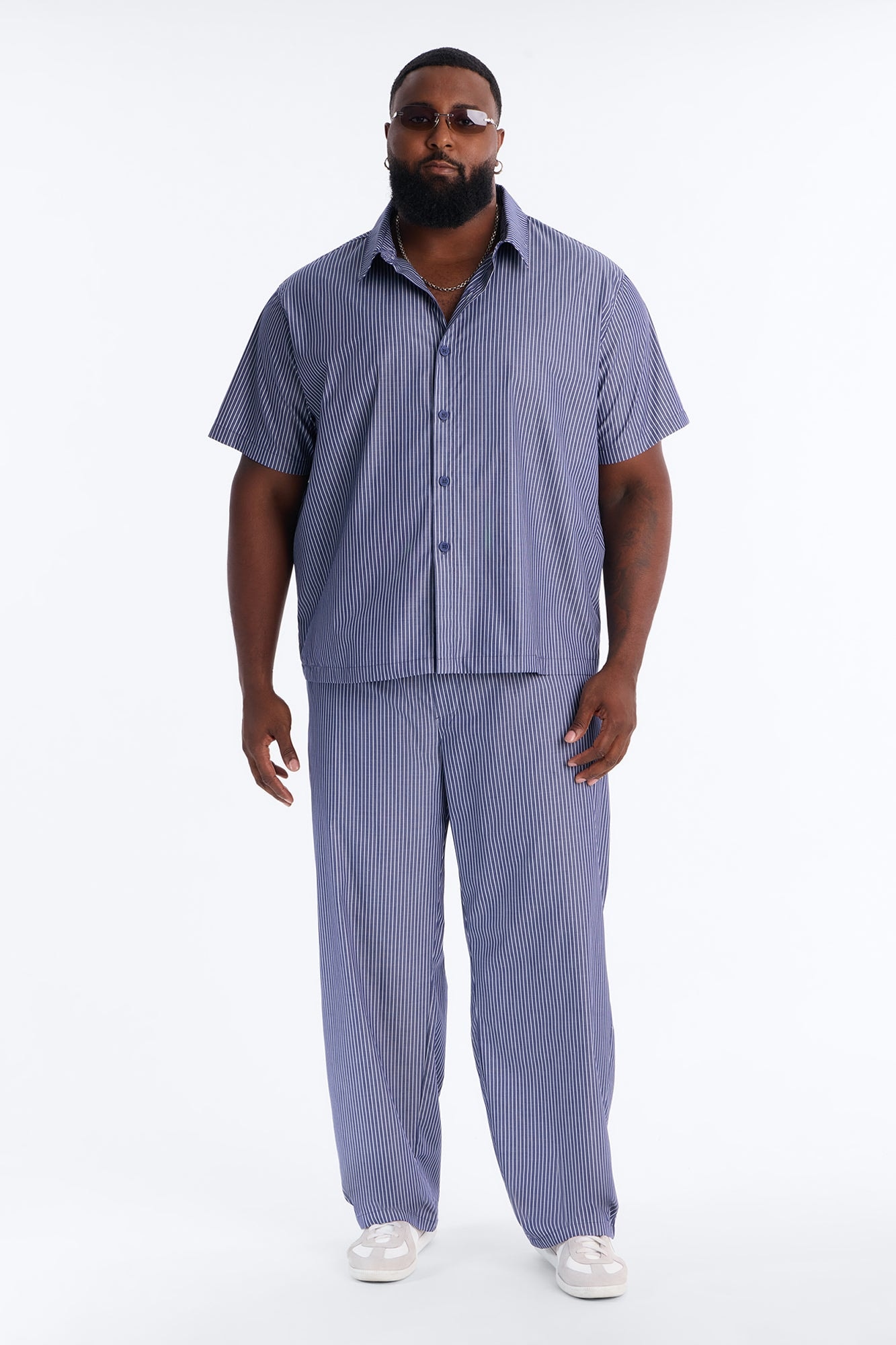 Monaco Relaxed Stripe Pant - Navy/combo alternate