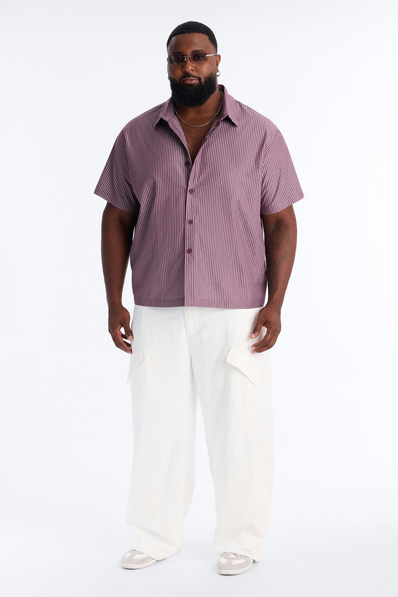 Monaco Relaxed Full Button Shirt - Burgundy/combo alternate