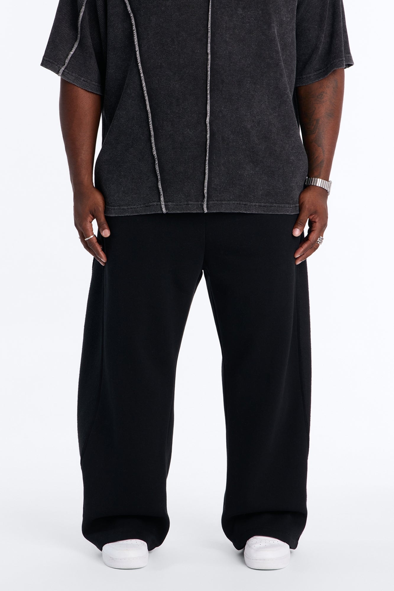 Reverse Panel Straight Leg Sweatpant - Black image 1