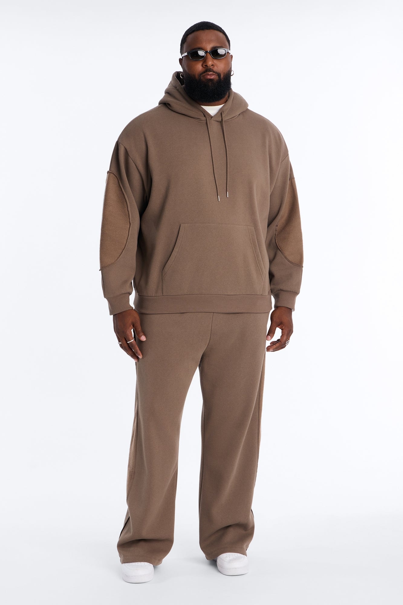 Reverse Panel Straight Leg Sweatpant - Brown alternate