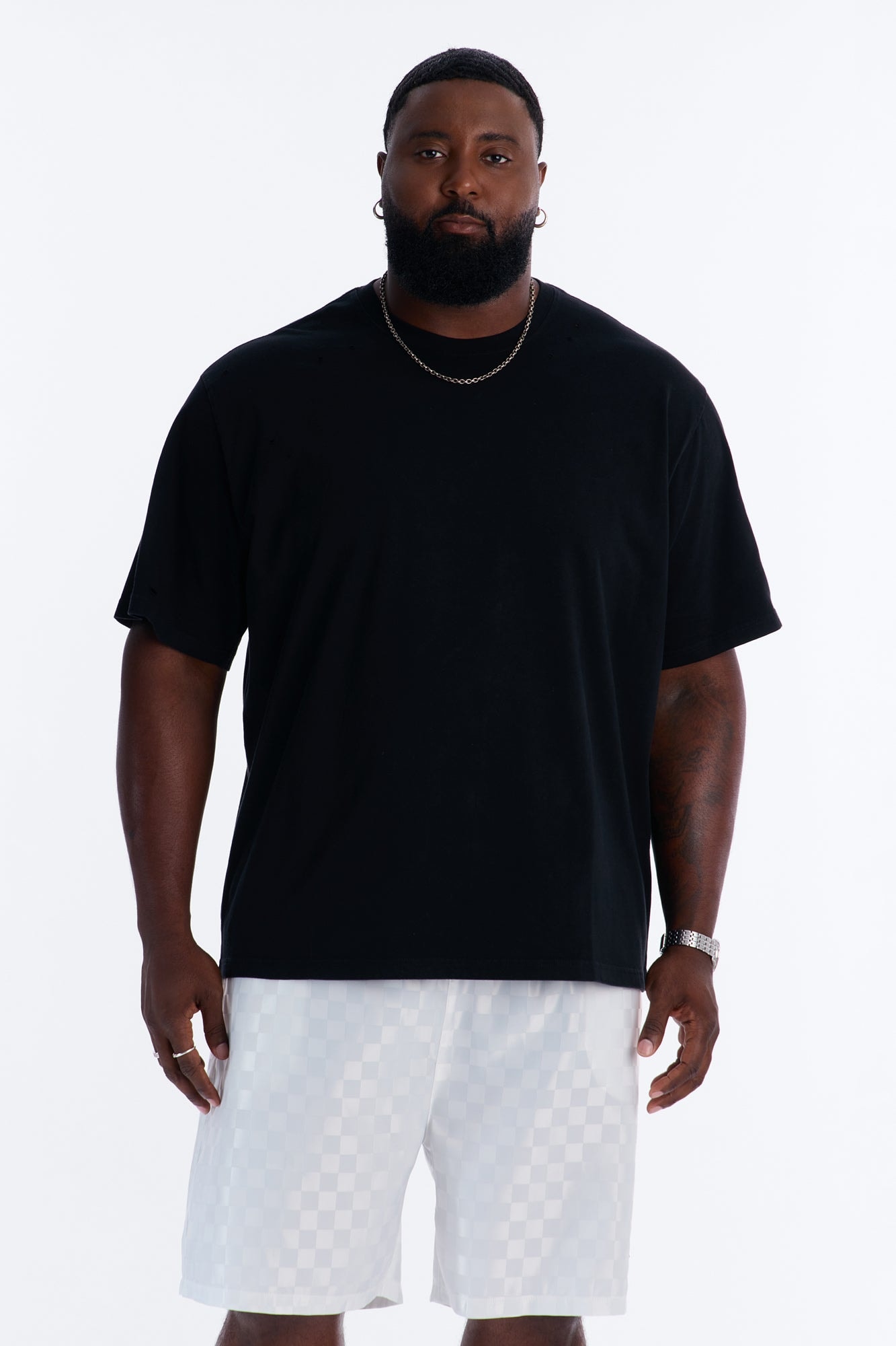 Destructed Crewneck Tee - Black image 1