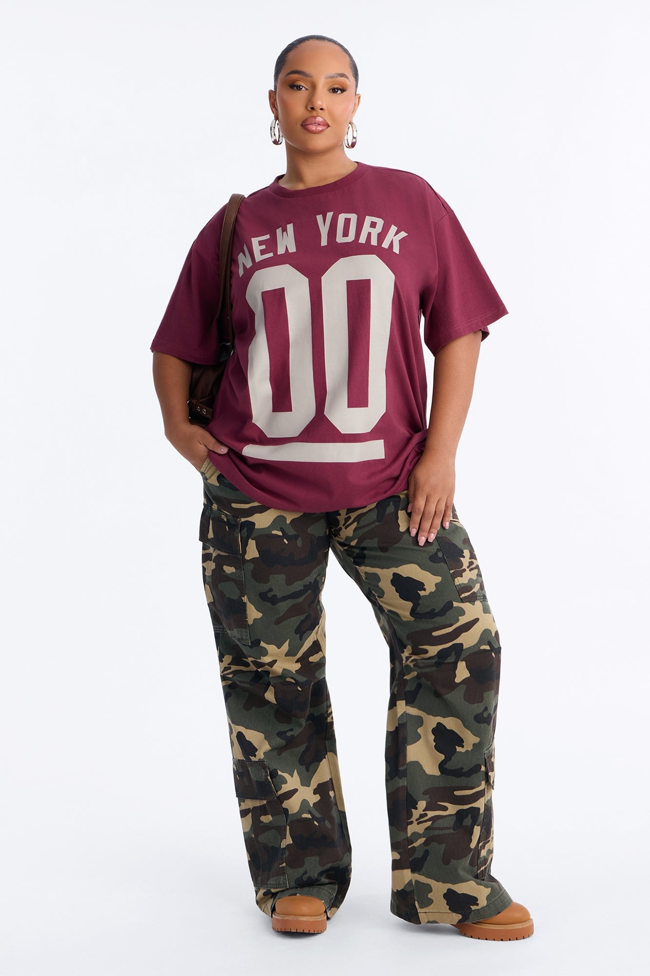 New York Staple Boxy Mock Tee - Burgundy image 1