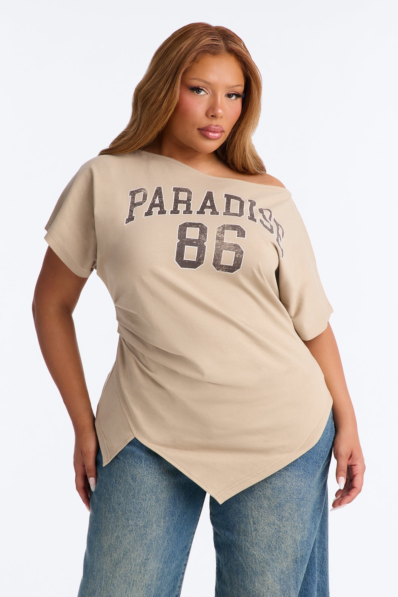 Lucky Paradise Cinched Waist Top - Taupe image 1