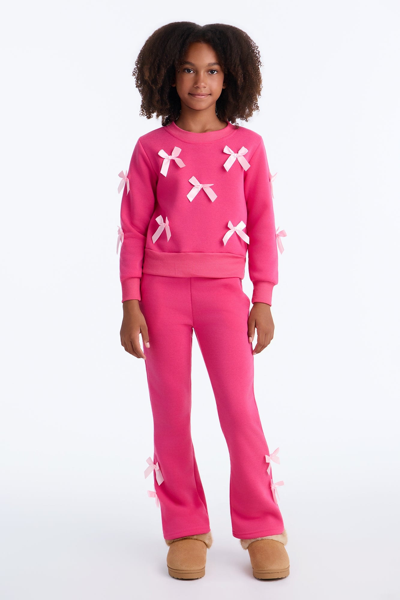 Mini Simply The Prettiest Sweatshirt And Pant Set - Hot Pink image 1