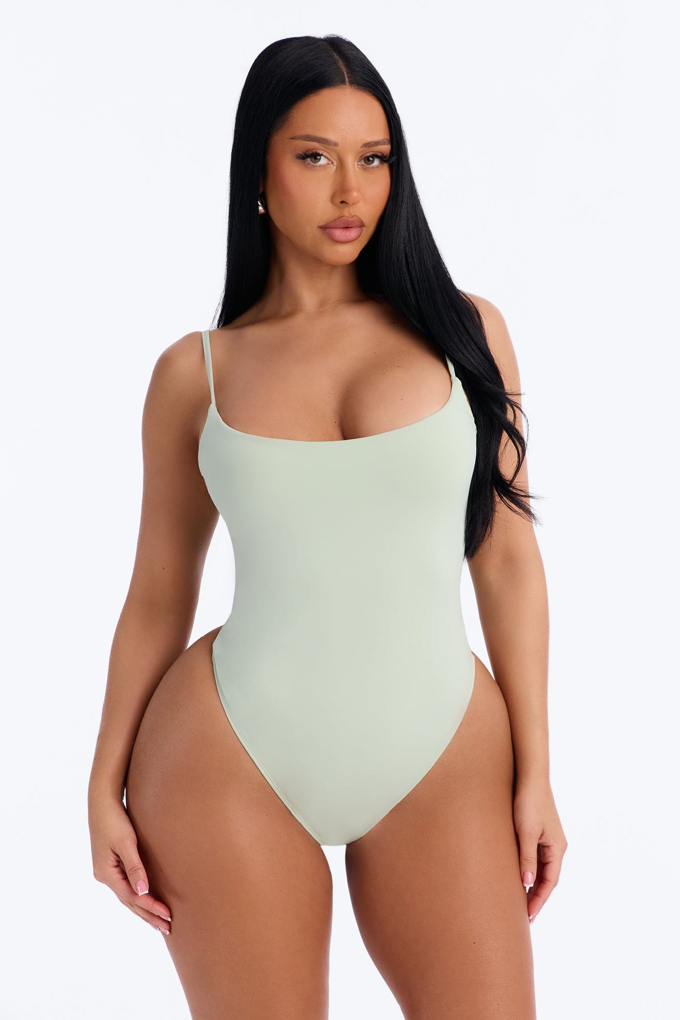Second Skin Double Lined Square Neck Cami Bodysuit - Mint image 1