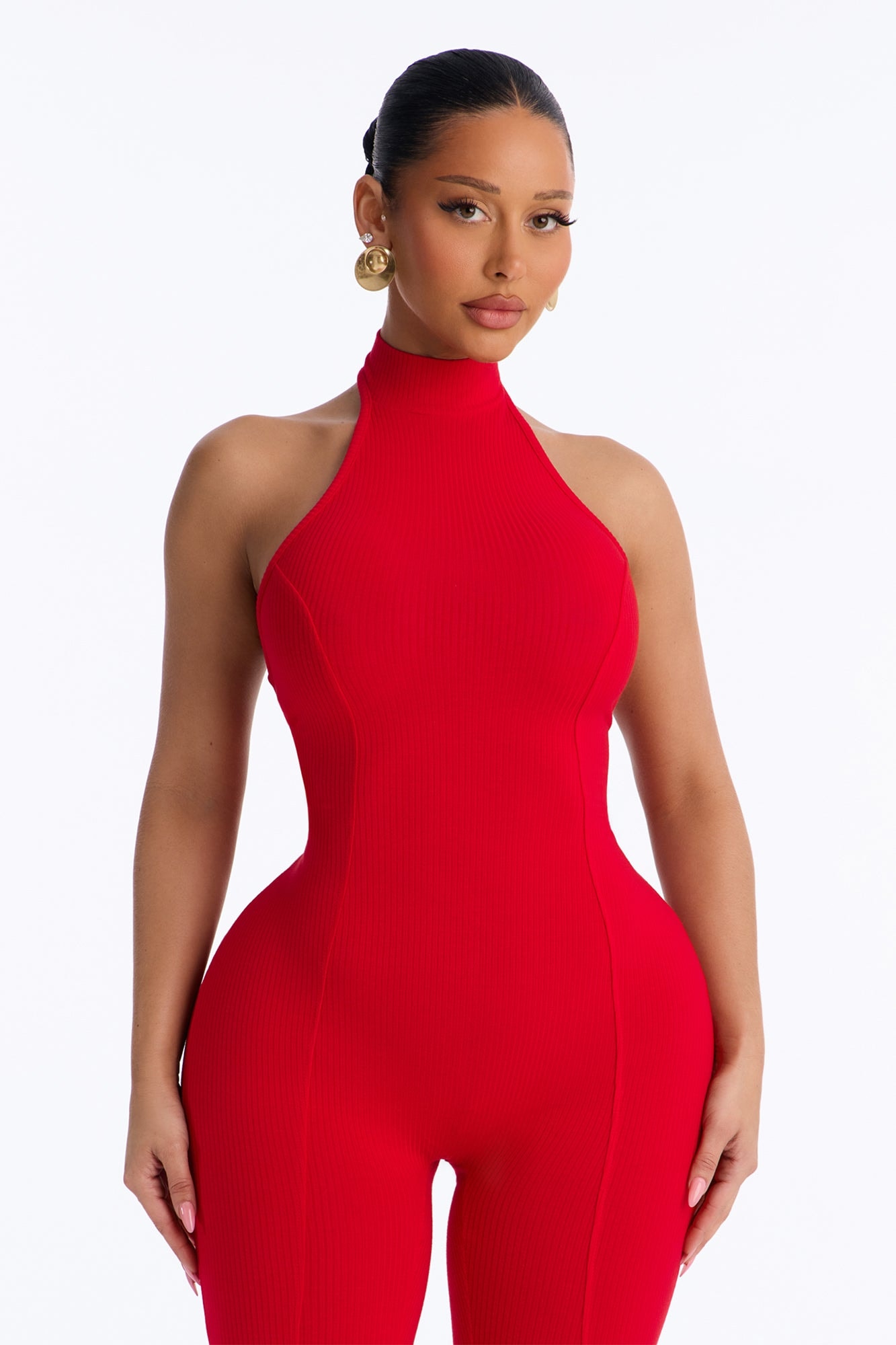 Rubi Ribbed Jumpsuit - Red alternate