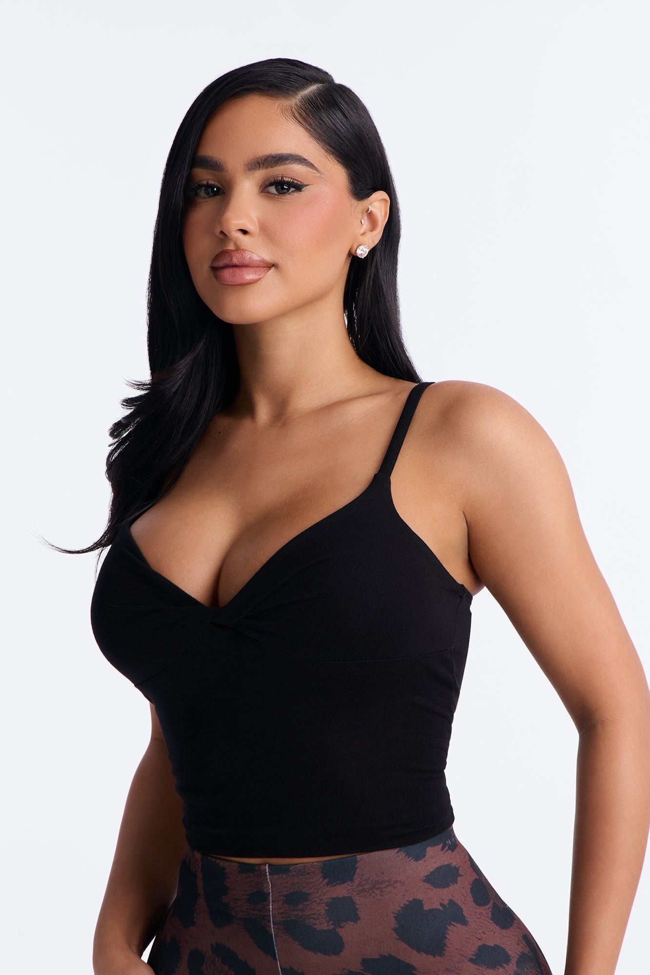 Sweetheart Twisted Bust Cami Top - Black image 1
