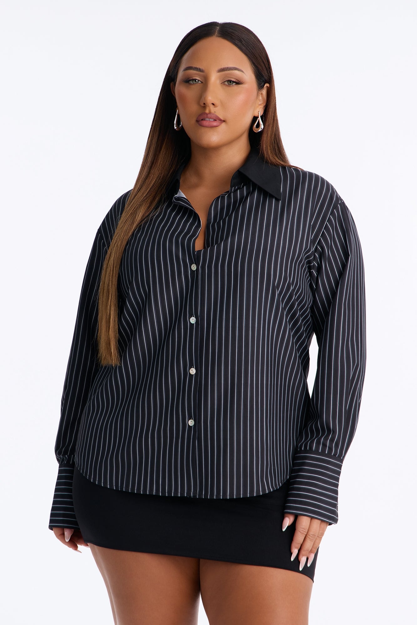 Corporate Casual Striped Shirt - Black/White image 1