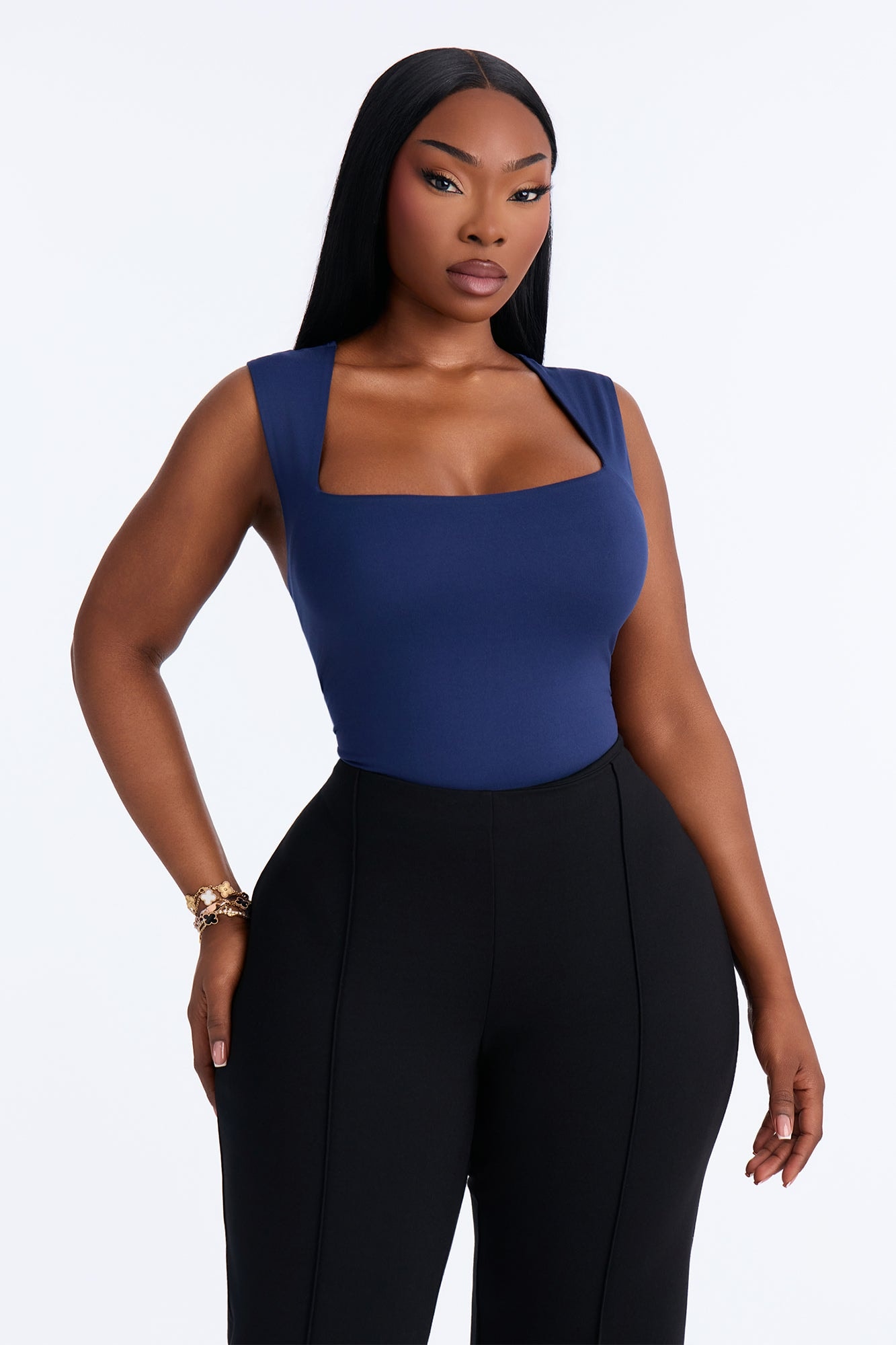 Serena Square Neck Bodysuit - Navy alternate