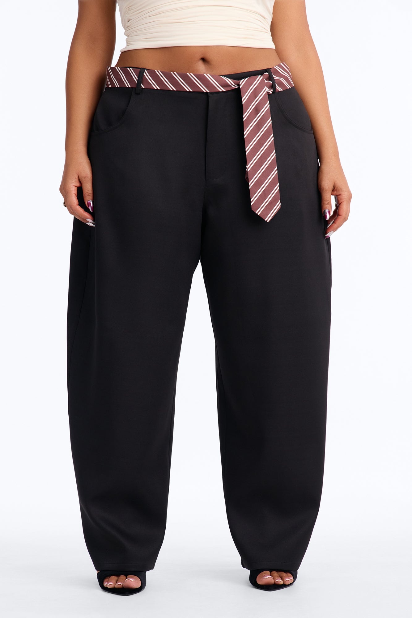 All Tied Up Barrel Leg Trouser - Black image 1