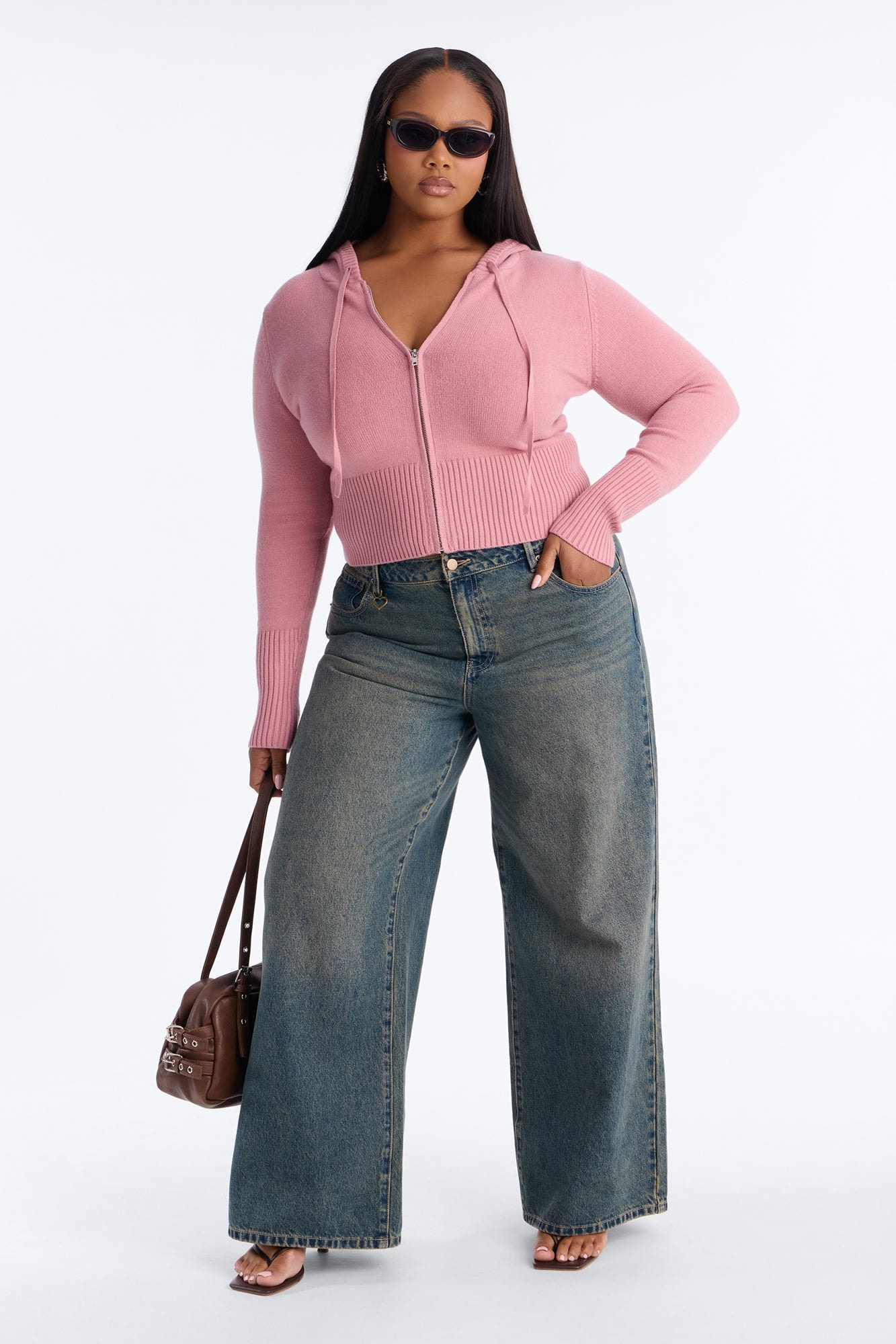 Lana Zip Up Sweater - Mauve image 1