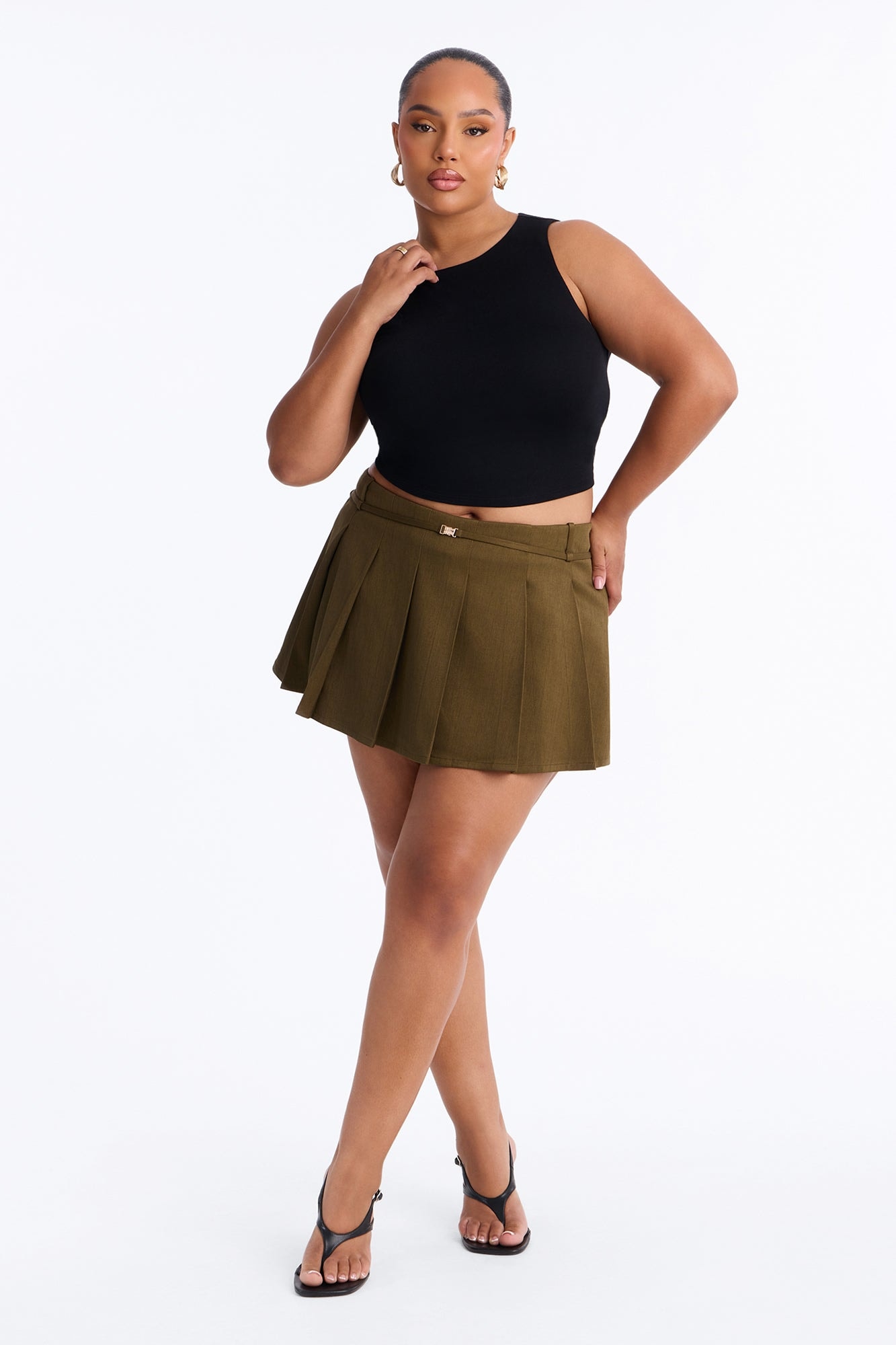 Nessa Pleated Skort - Olive image 1