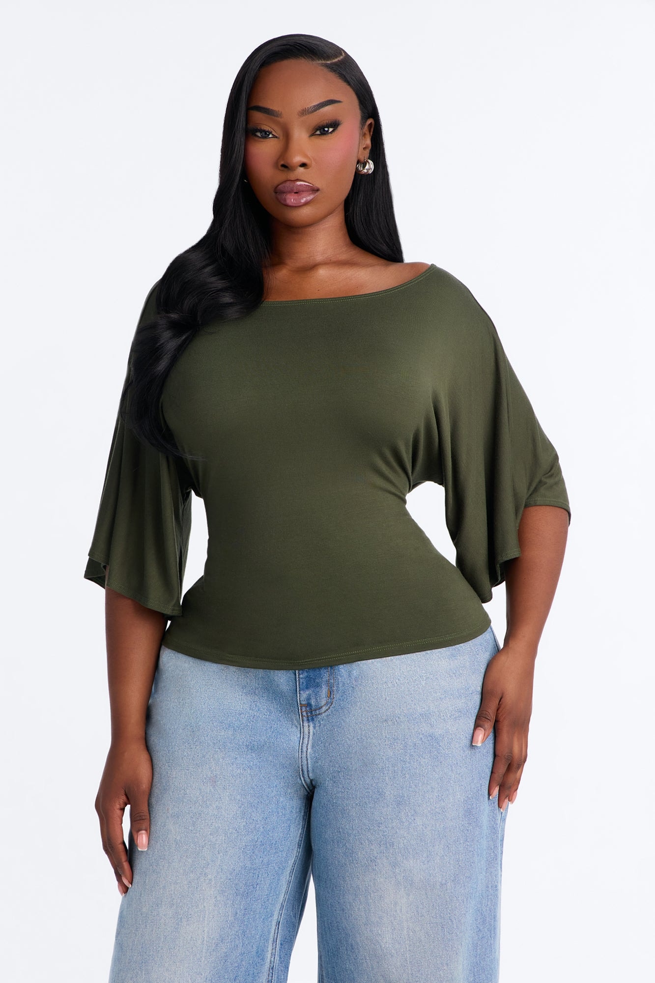 Nicolette Tie Waist Short Sleeve Top - Olive image 1