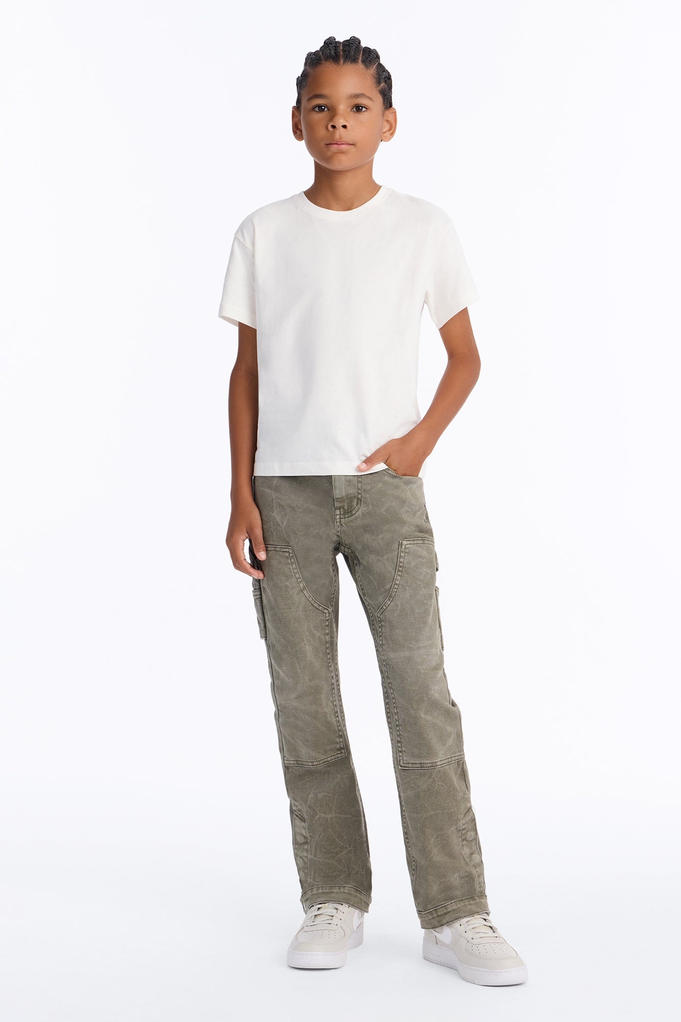 Mini Indestructible Slim Flare Carpenter Pants - Olive image 1