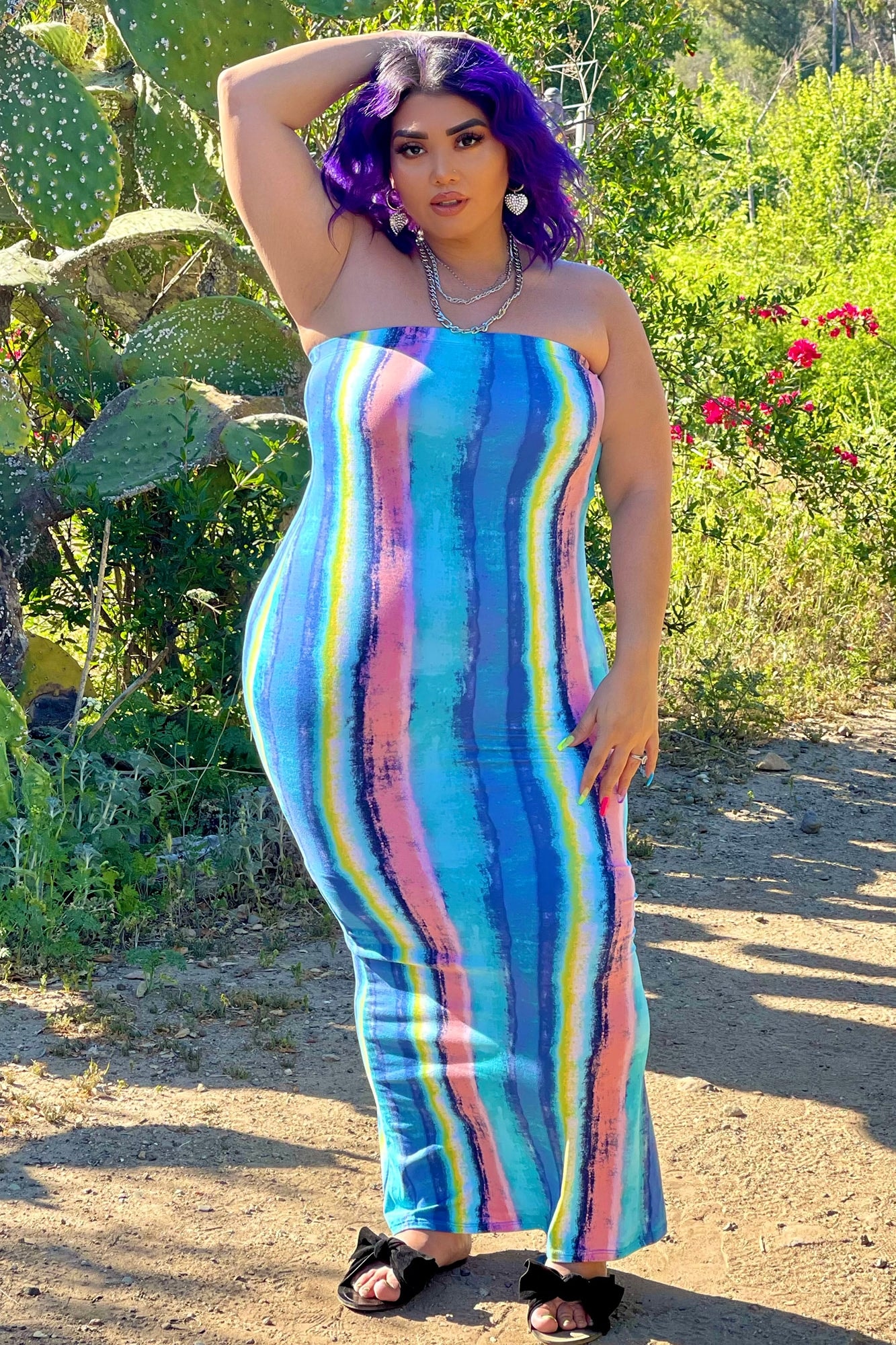 Look Me Up And Down Maxi Dress - Blue/combo image 1