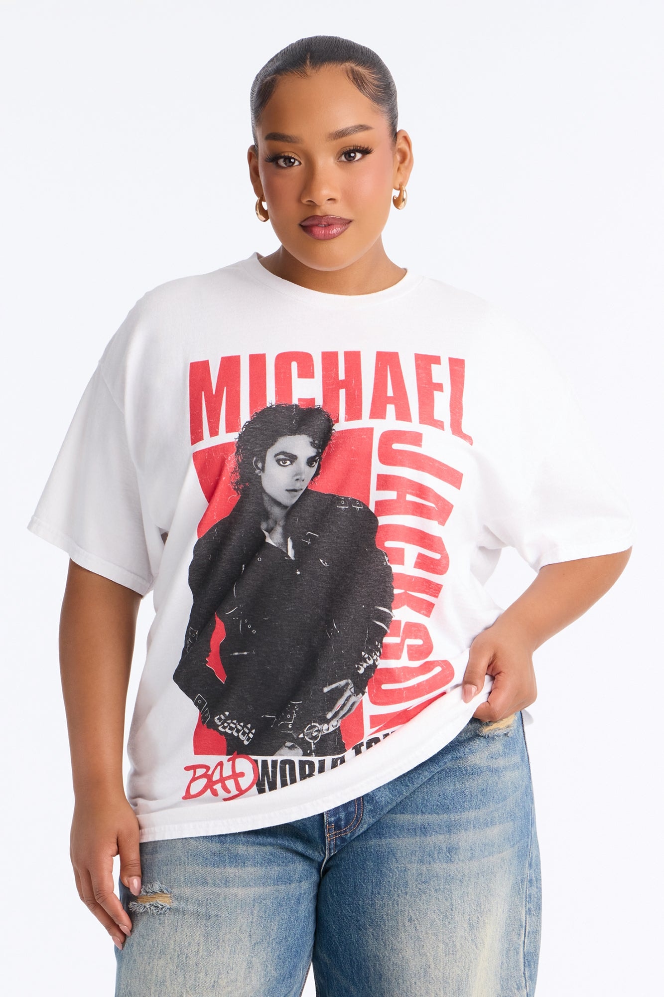 Michael Jackson Bad World Tour Oversized Tee - White image 1