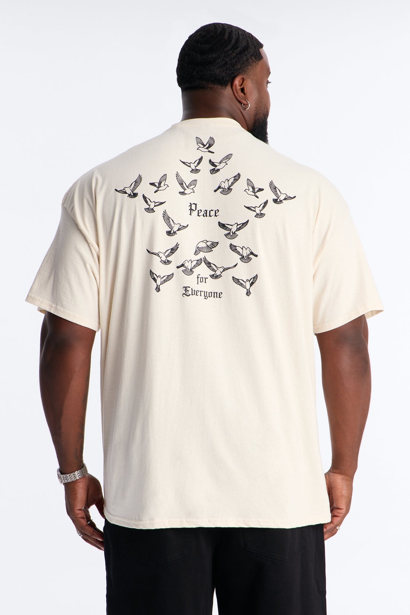 Peace For Everyone Oversized Short Sleeve Tee - Cream image 1