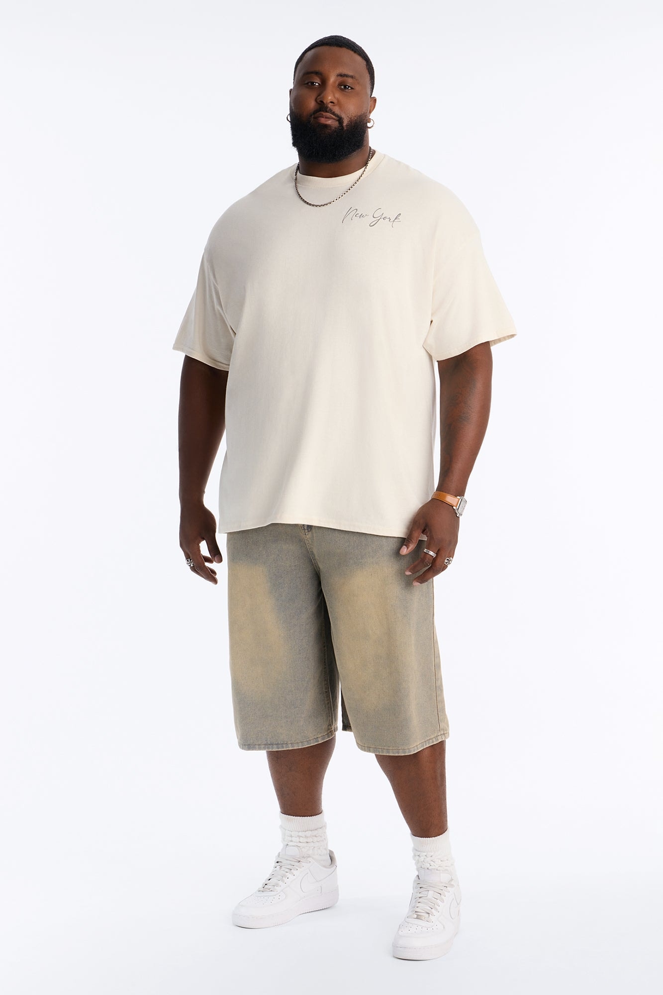 New York Watercolor Oversized Short Sleeve Tee - Natural alternate