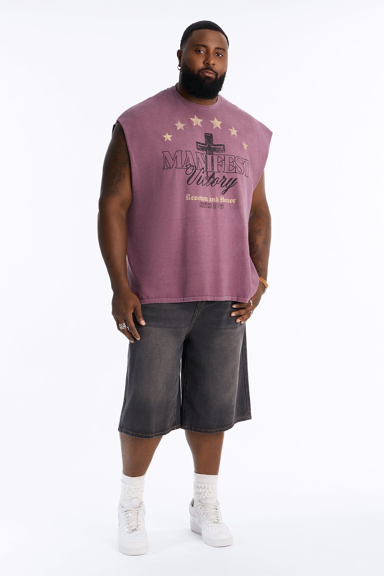 Manifest Victory Vintage Oversized Muscle Tank - Purple alternate